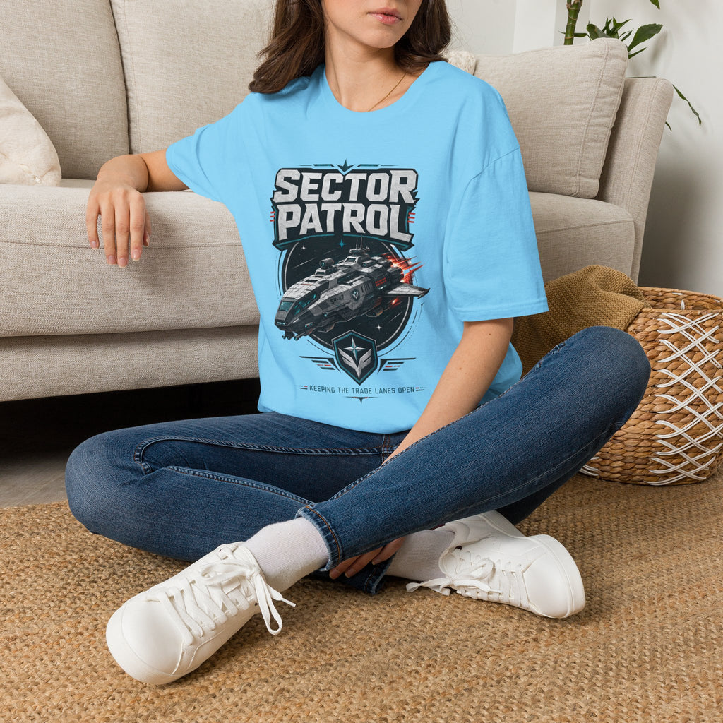 Sector Patrol T-Shirt — Sci‑Fi Space Fleet Badge Tee