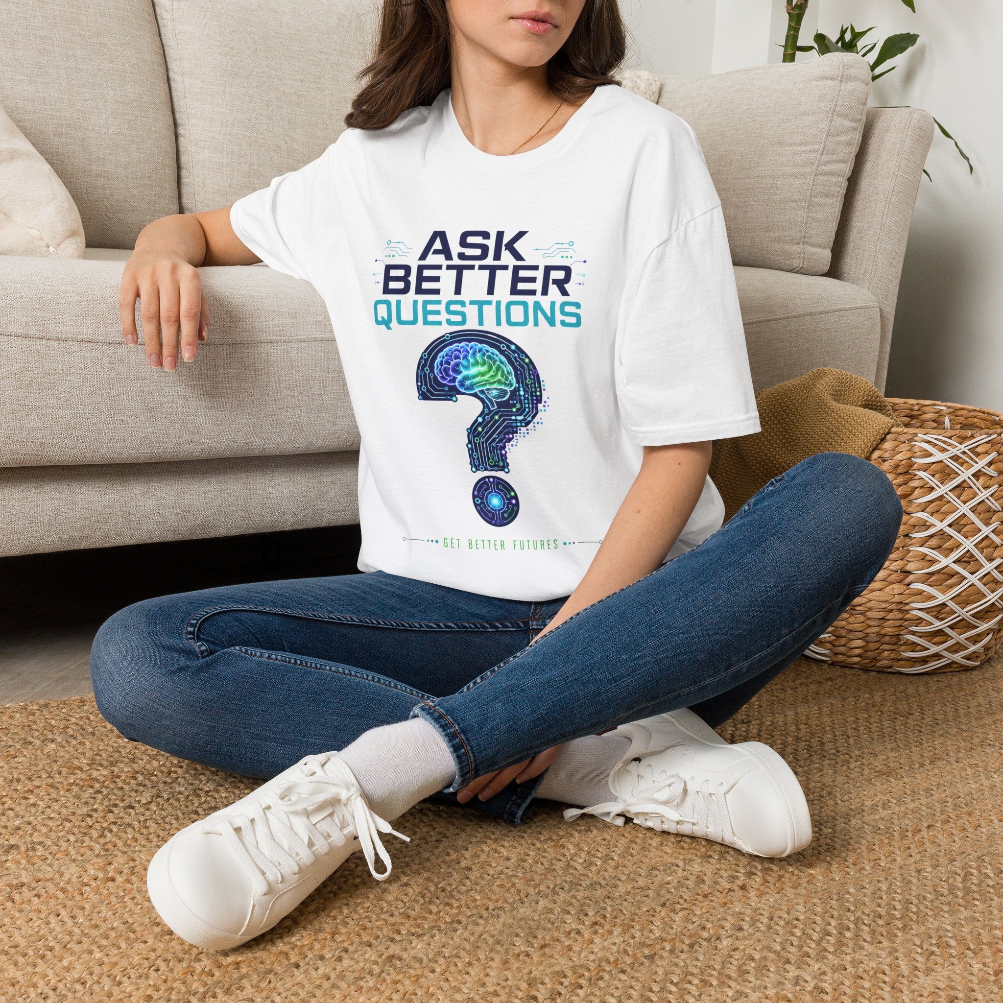 Ask Better Questions T-Shirt — Brain & Question Mark Science Tee for Thinkers