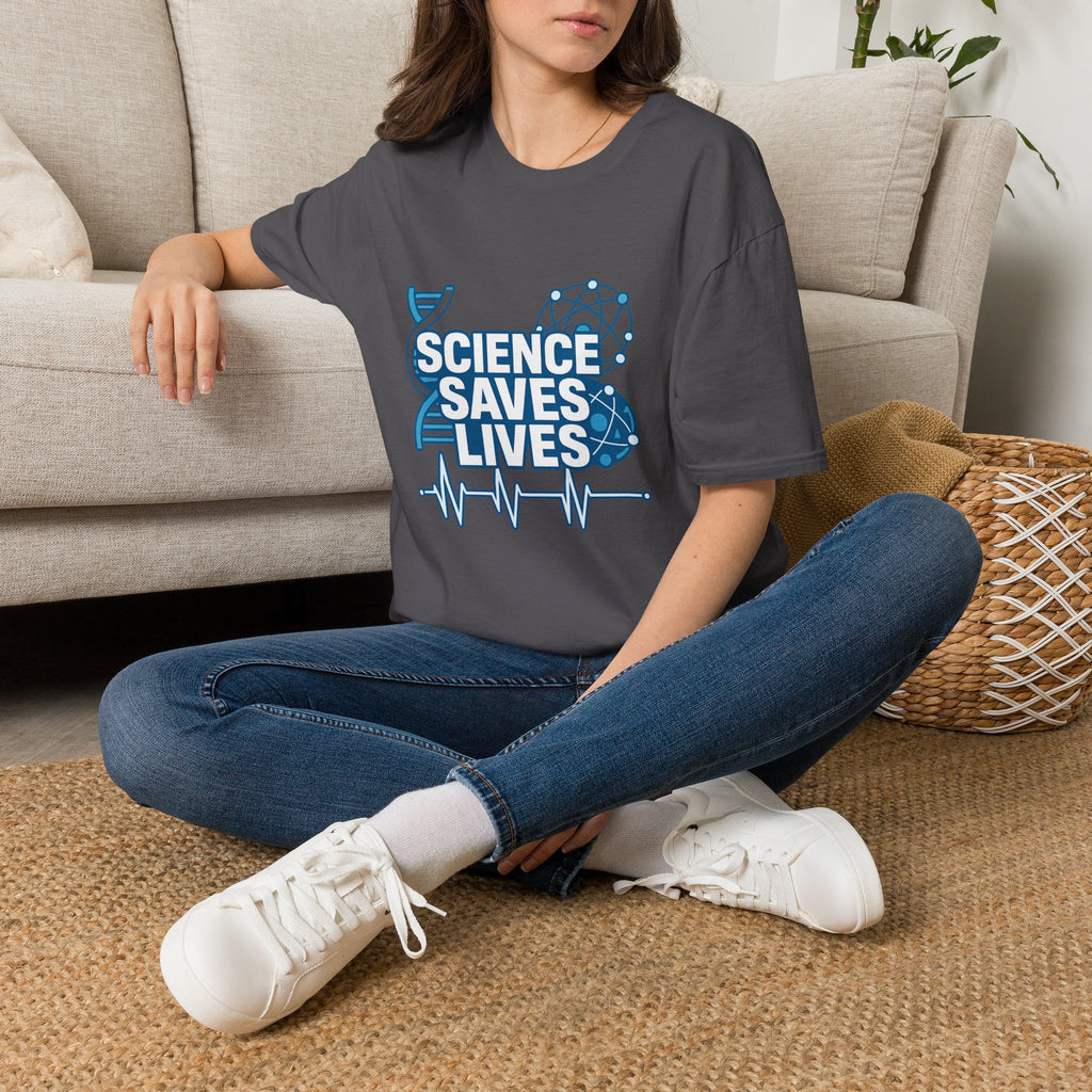 Science Saves Lives T-Shirt — STEM DNA & Heartbeat Graphic Tee