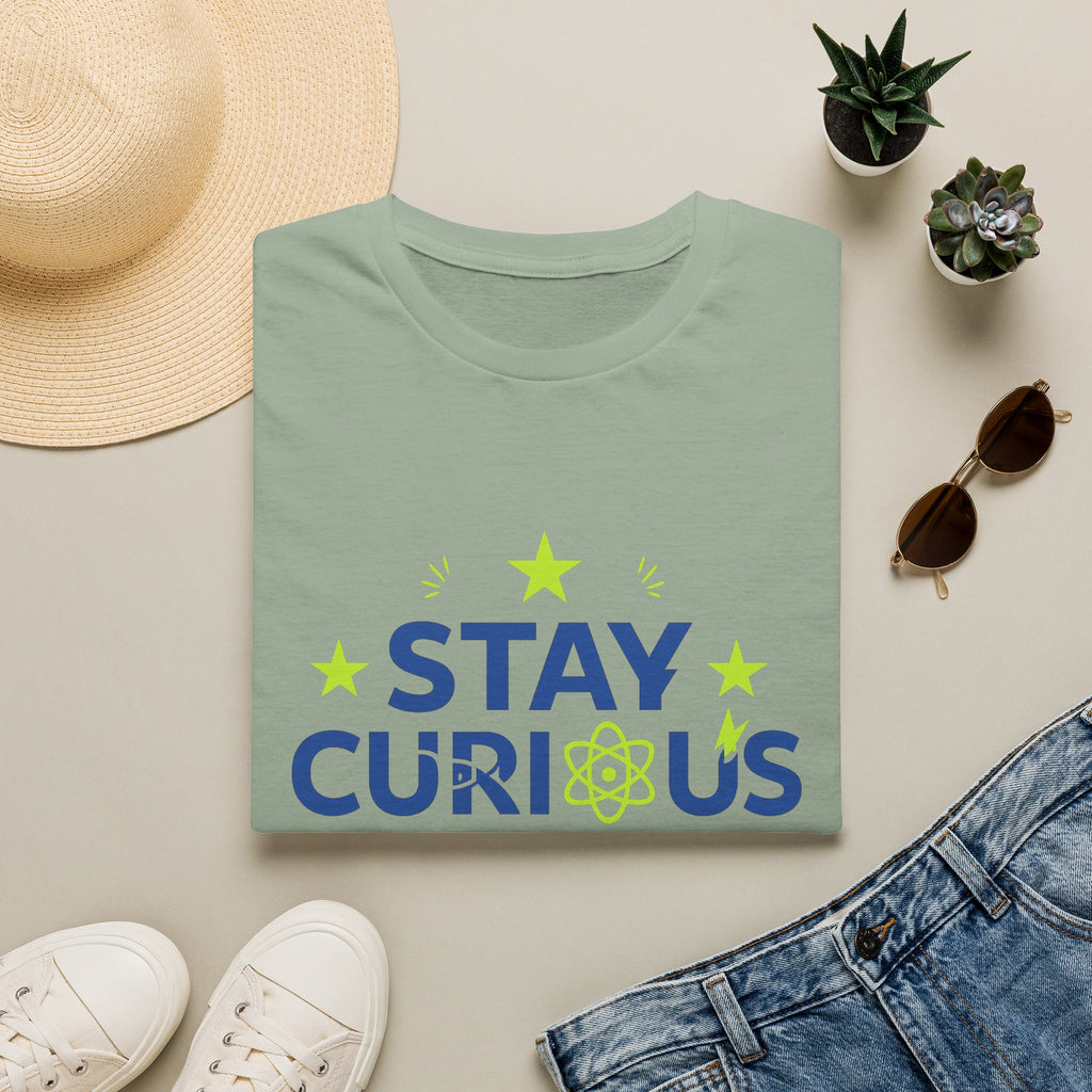 Stay Curious T-Shirt — STEM Science Tee with Atom & Stars