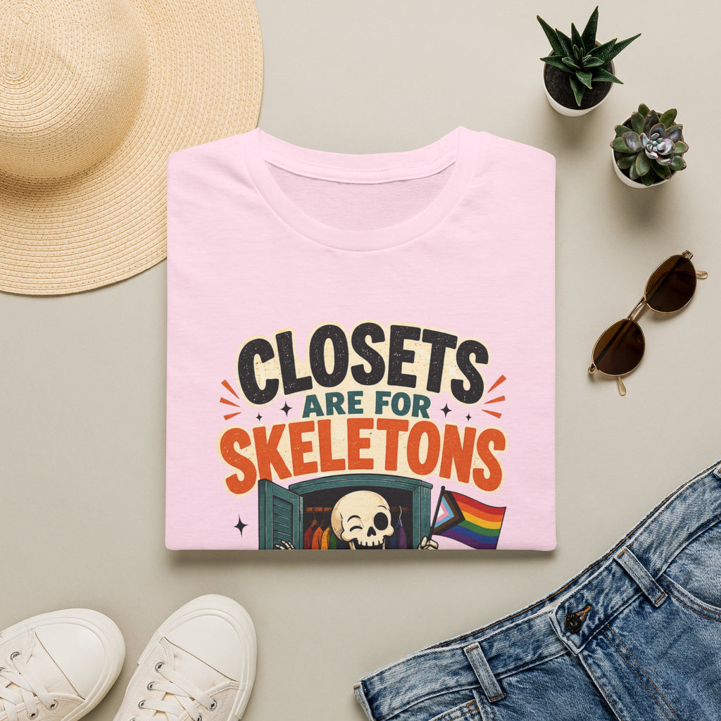 "Closets Are for Skeletons, Not People" Pride Graphic Tee