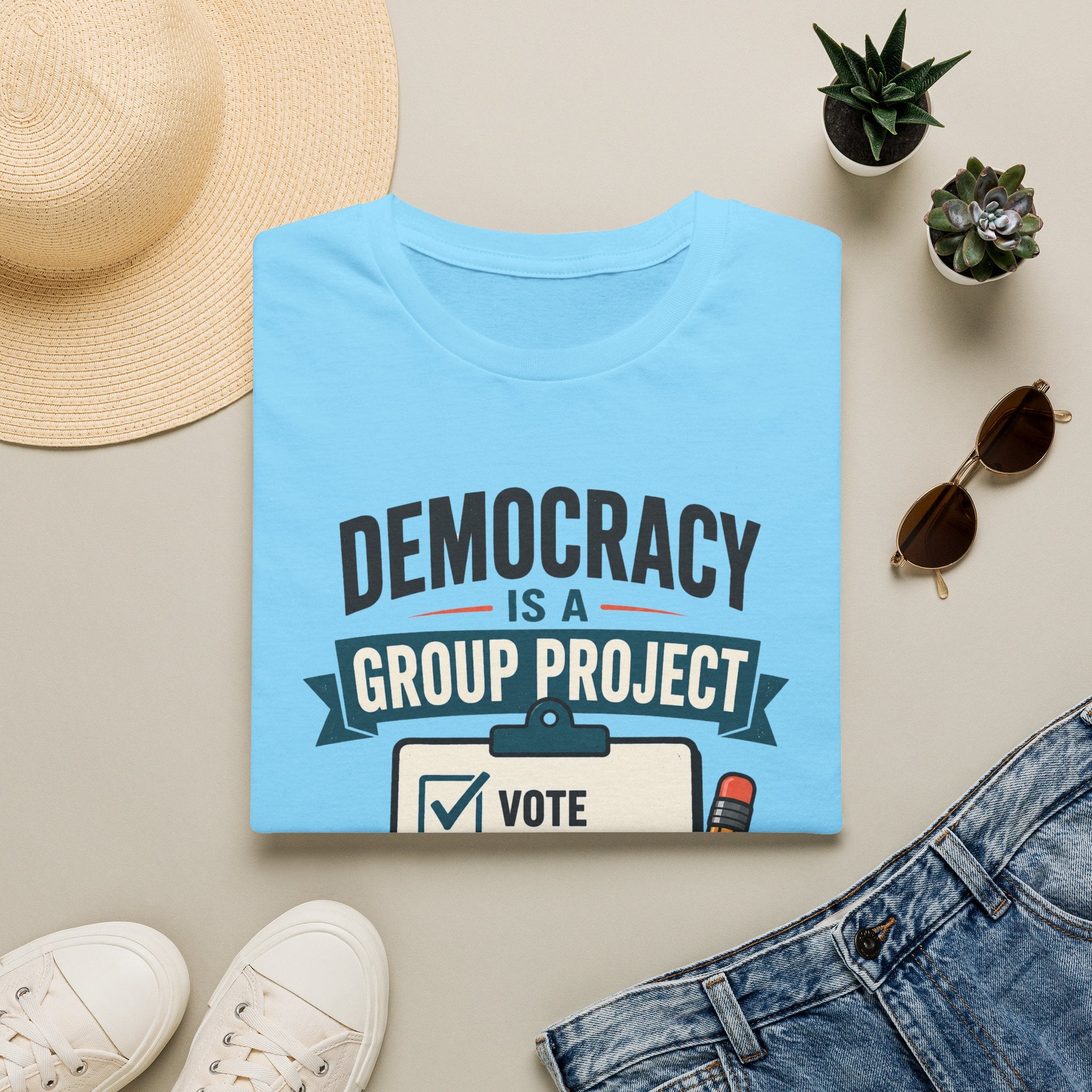 Democracy Is a Group Project T-Shirt — Vote, Protect Rights & Save Earth