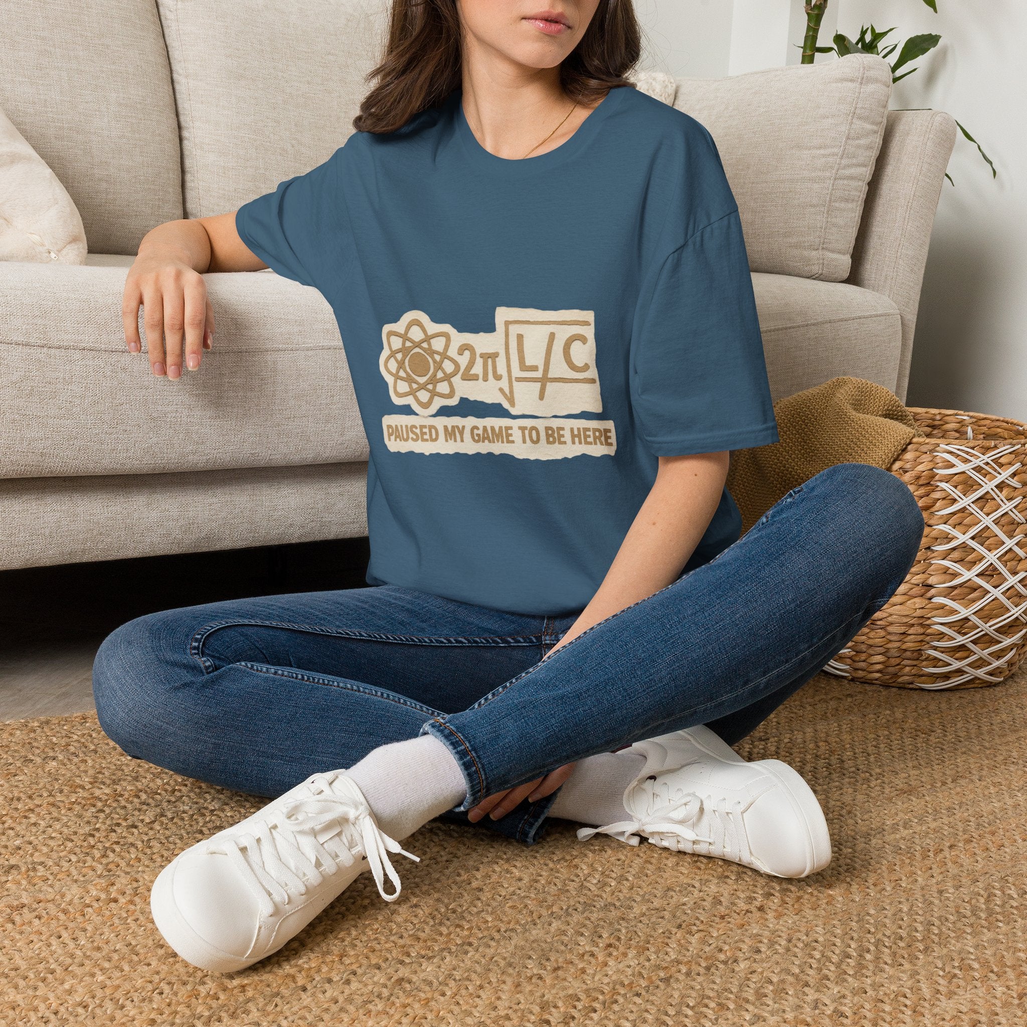 Physics Joke T-Shirt — '2π L/C' Retro Atom Graphic (I Used My Game to Be Here)
