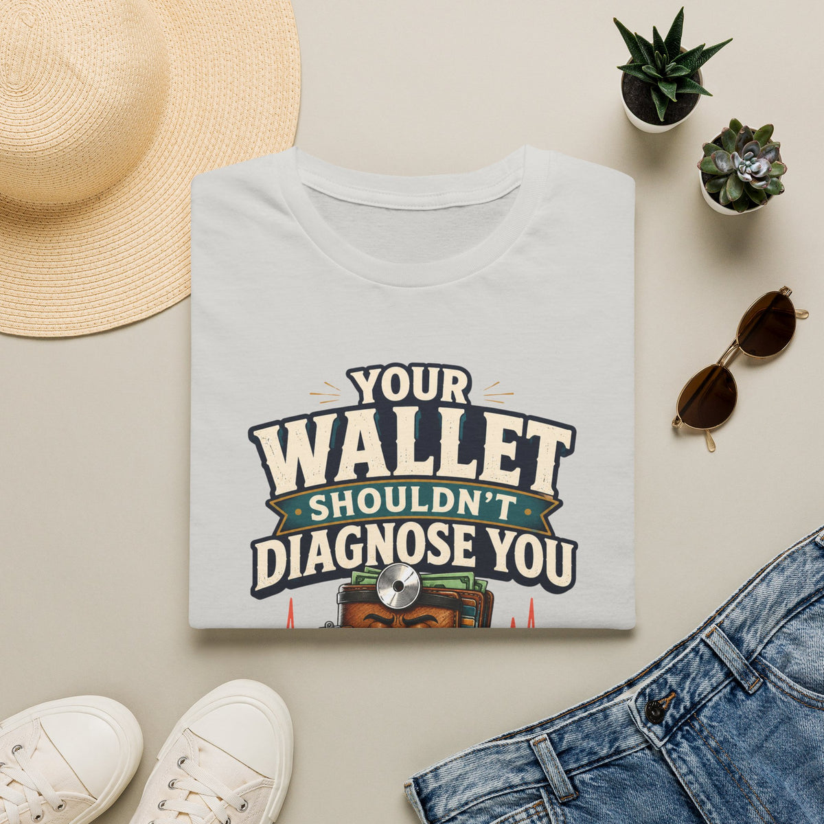 Healthcare Rights T-Shirt — "Your Wallet Shouldn't Diagnose You" Political Statement Tee