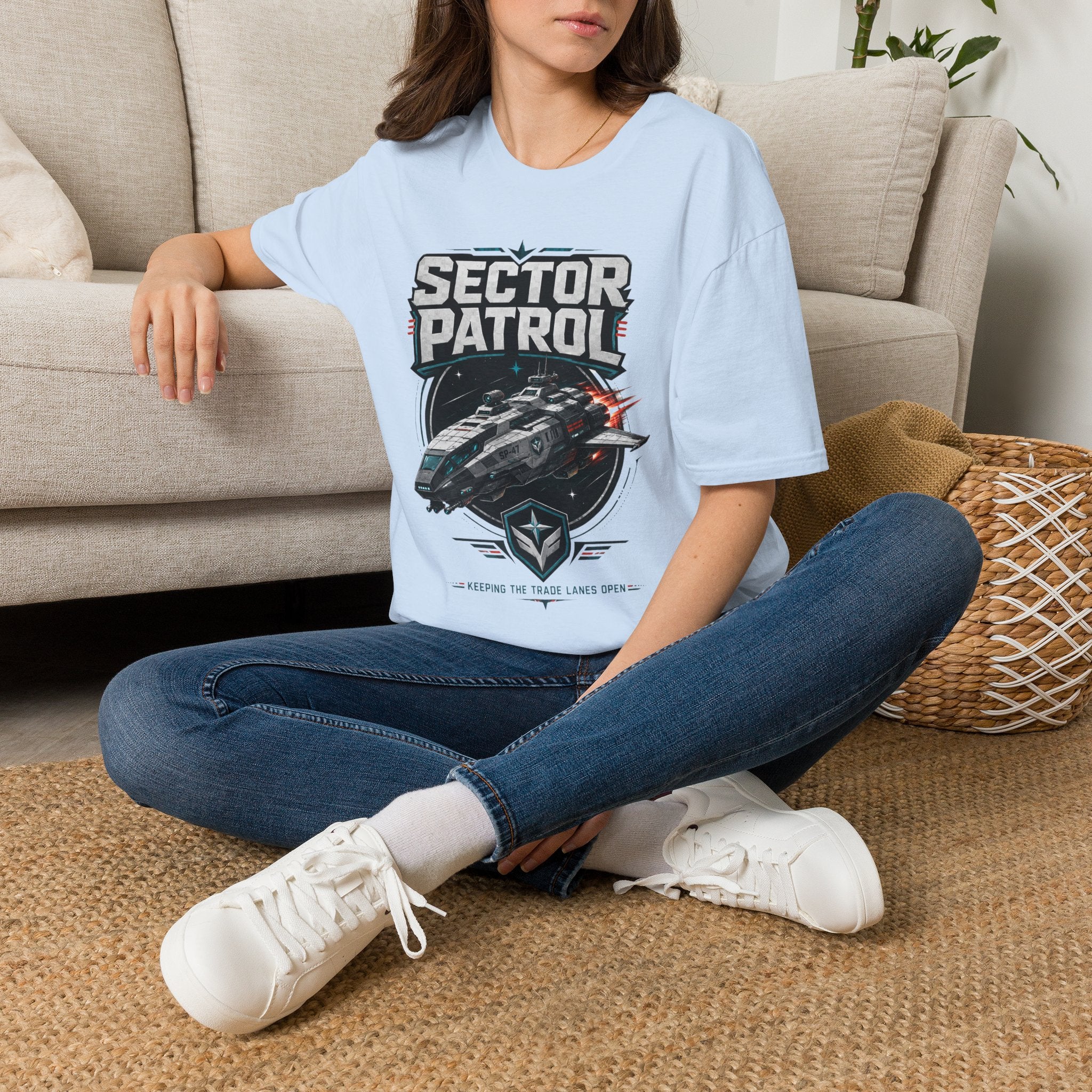 Sector Patrol T-Shirt — Sci‑Fi Space Fleet Badge Tee