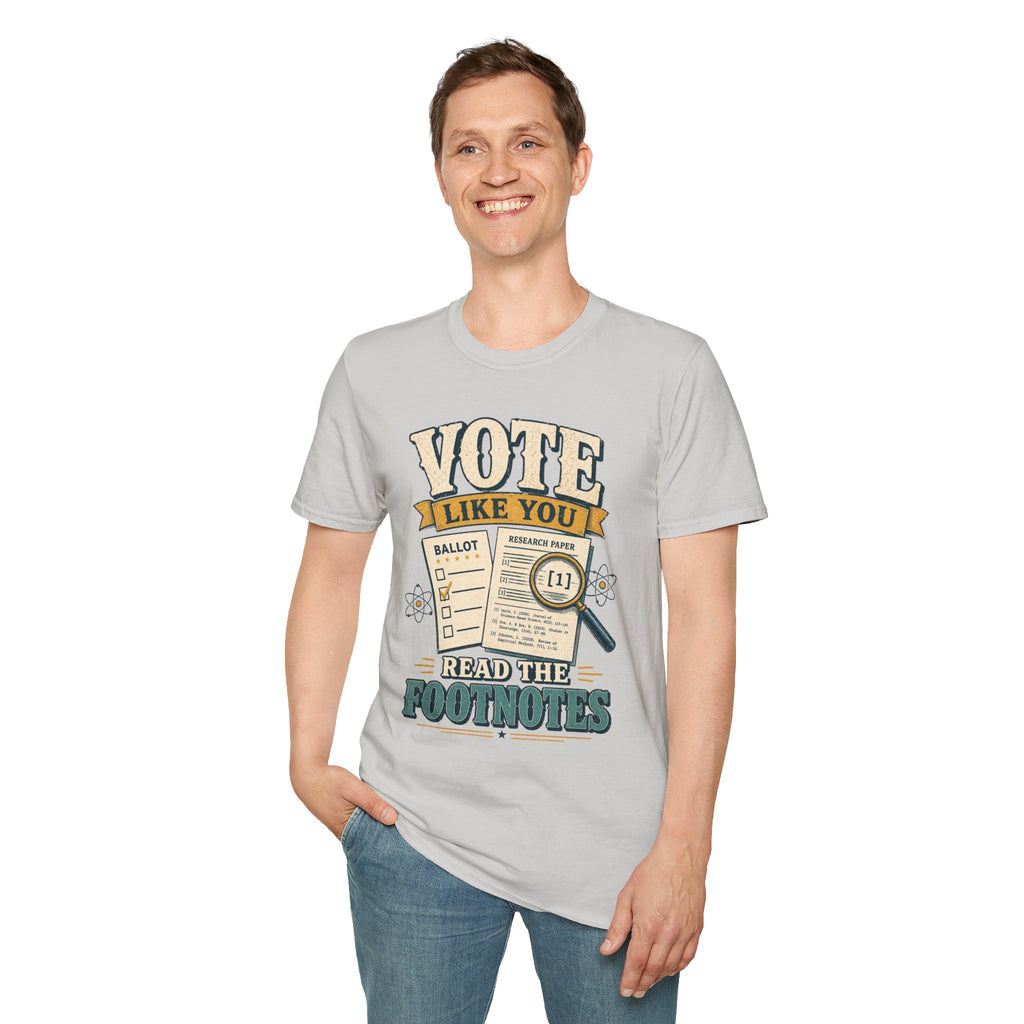 "Vote Like You Read the Footnotes" Vintage Voter Education Tee
