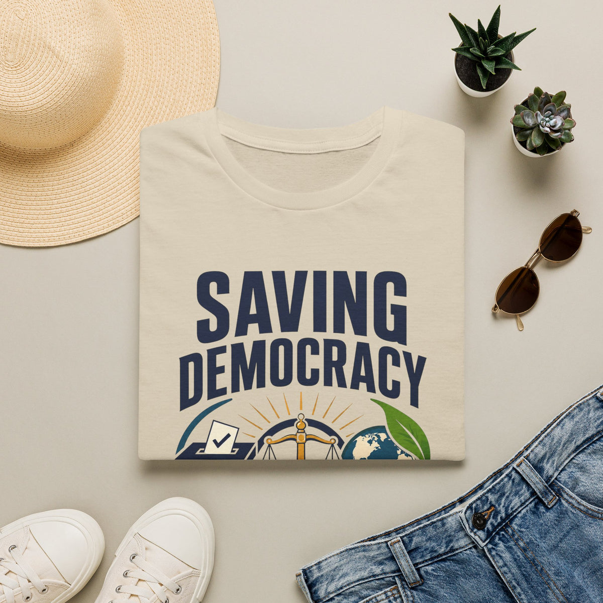 Saving Democracy T-Shirt — Equality & Sustainability Graphic Tee