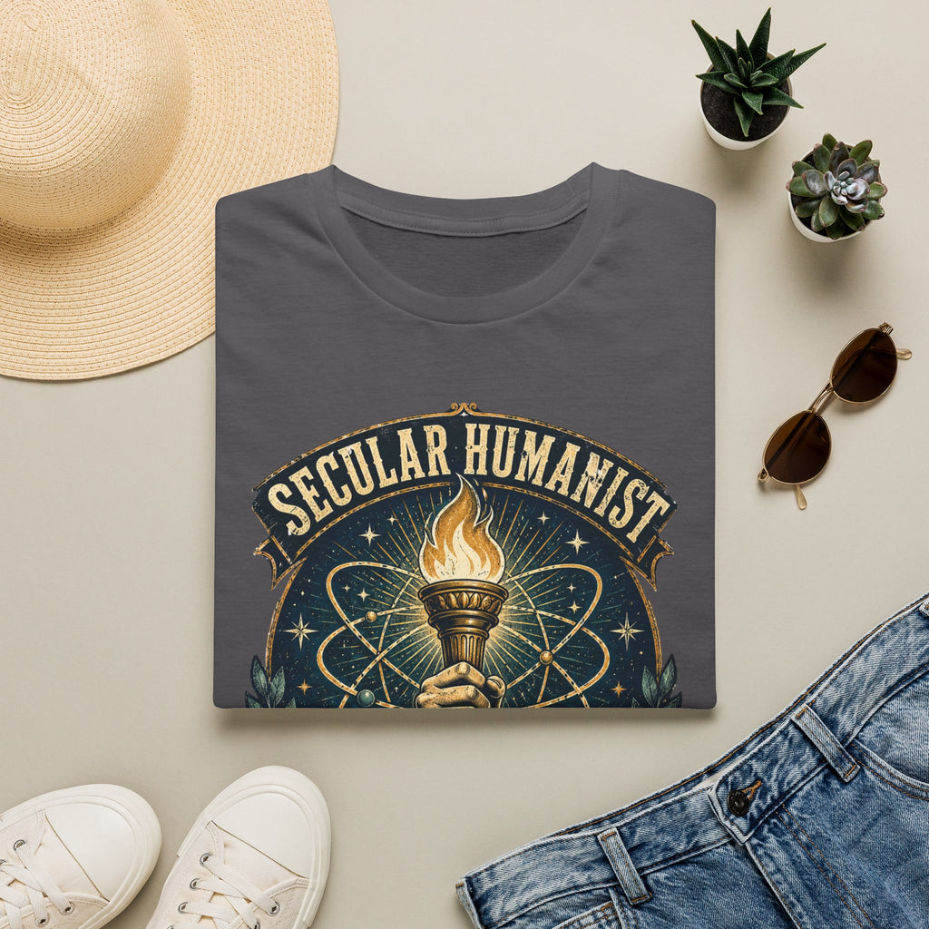 Secular Humanist T-Shirt — "Good Without God" Torch Graphic