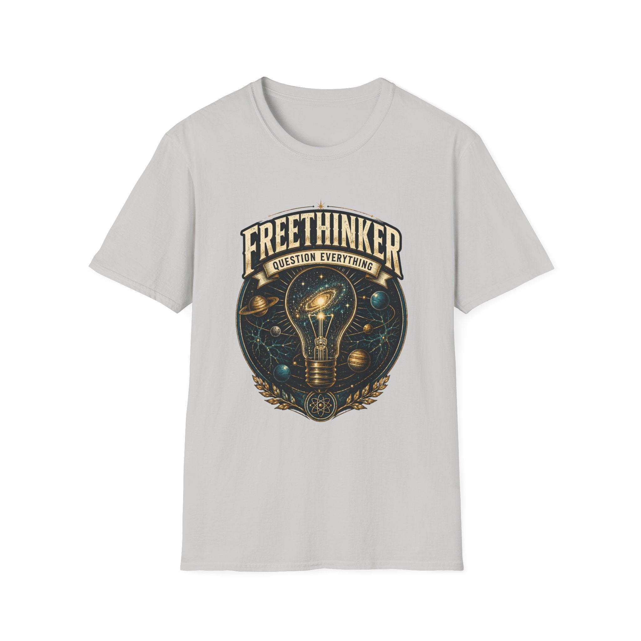 Freethinker Graphic T-Shirt — "Question Everything" Lightbulb Design