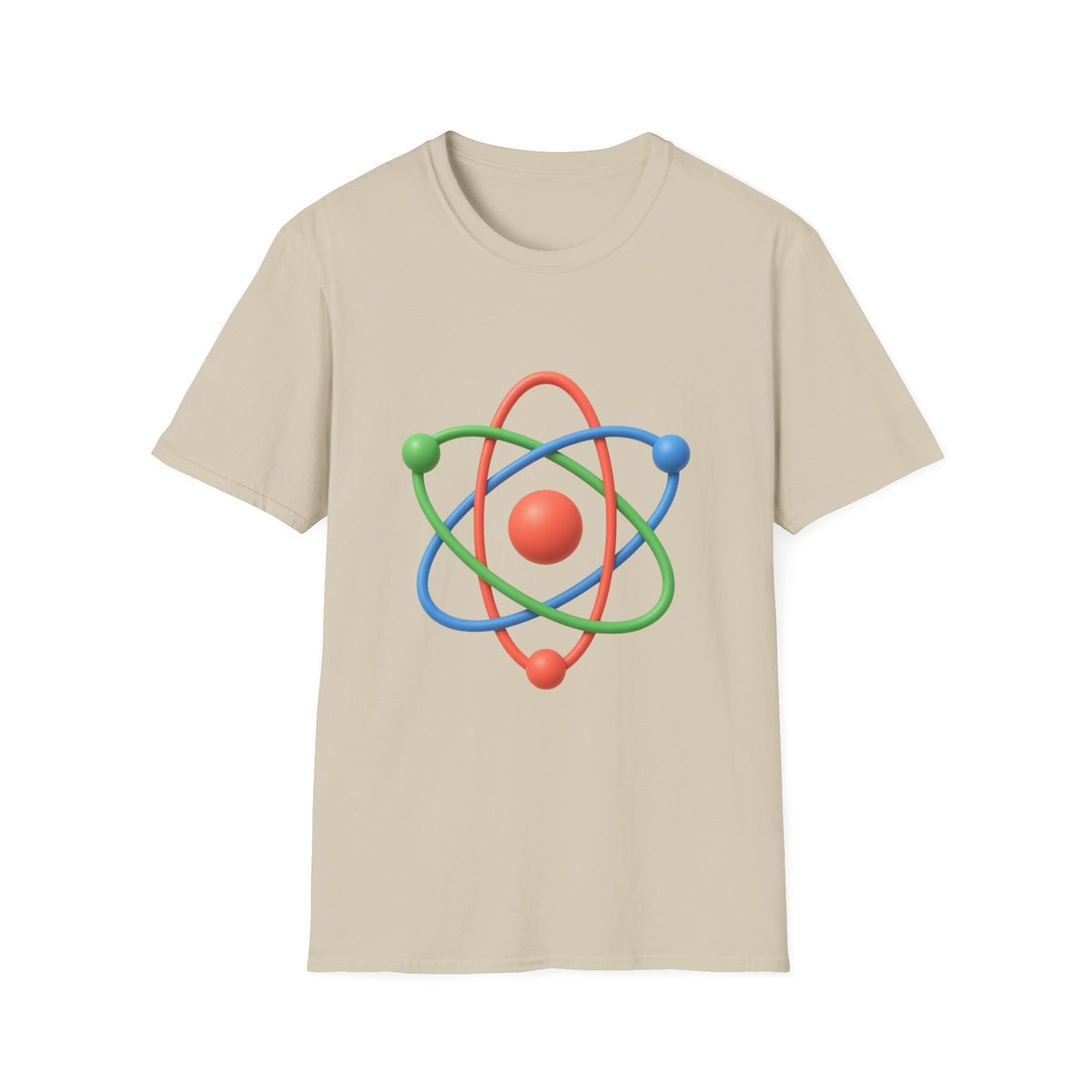 Atom Science T‑Shirt — Colorful 3D Atom Graphic Tee for Science Lovers