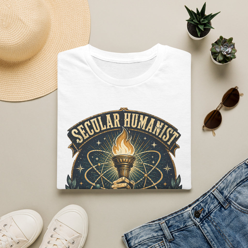 Secular Humanist T-Shirt — "Good Without God" Torch Graphic