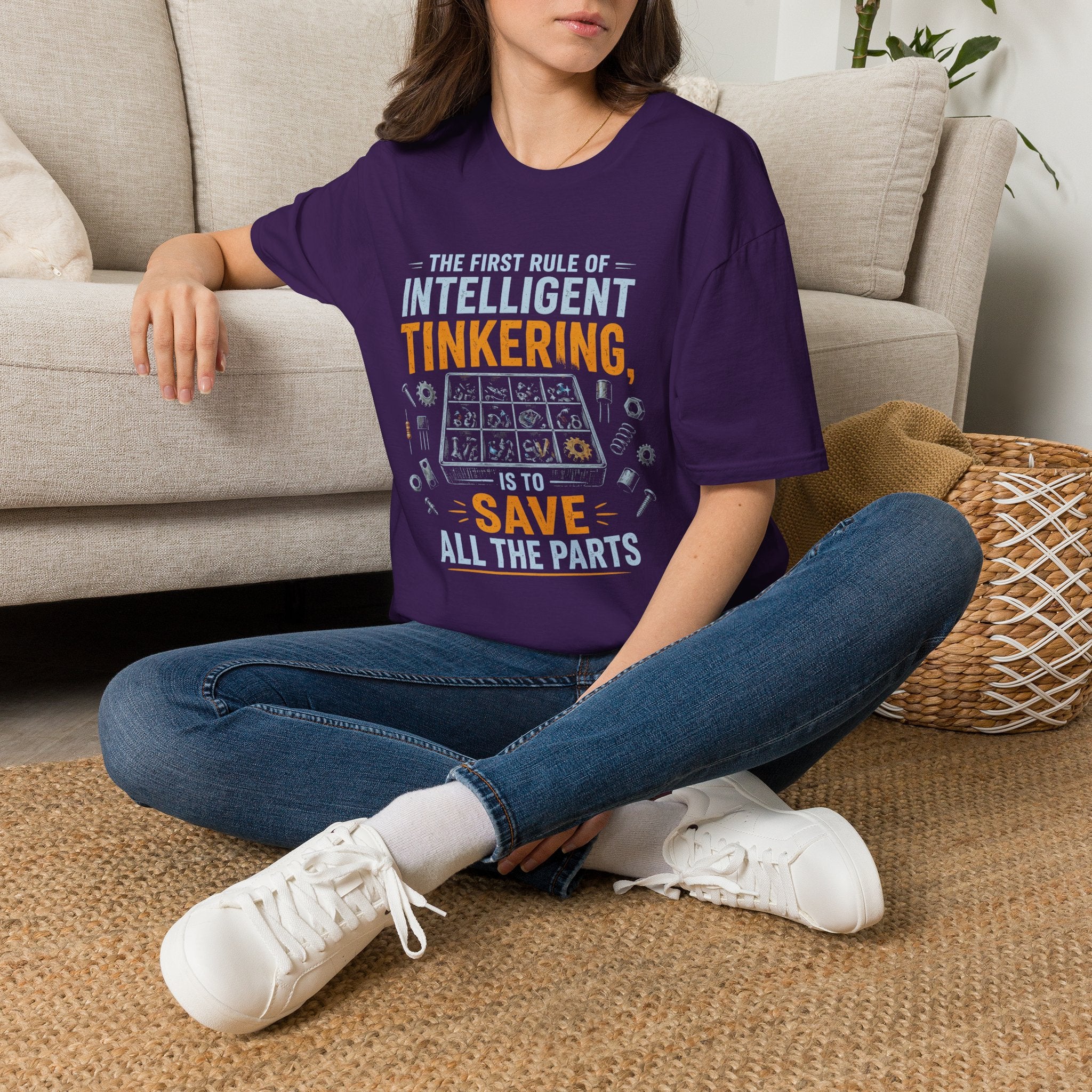 Intelligent Tinkering T-Shirt — “The First Rule of Intelligent Tinkering, Save All the Parts”