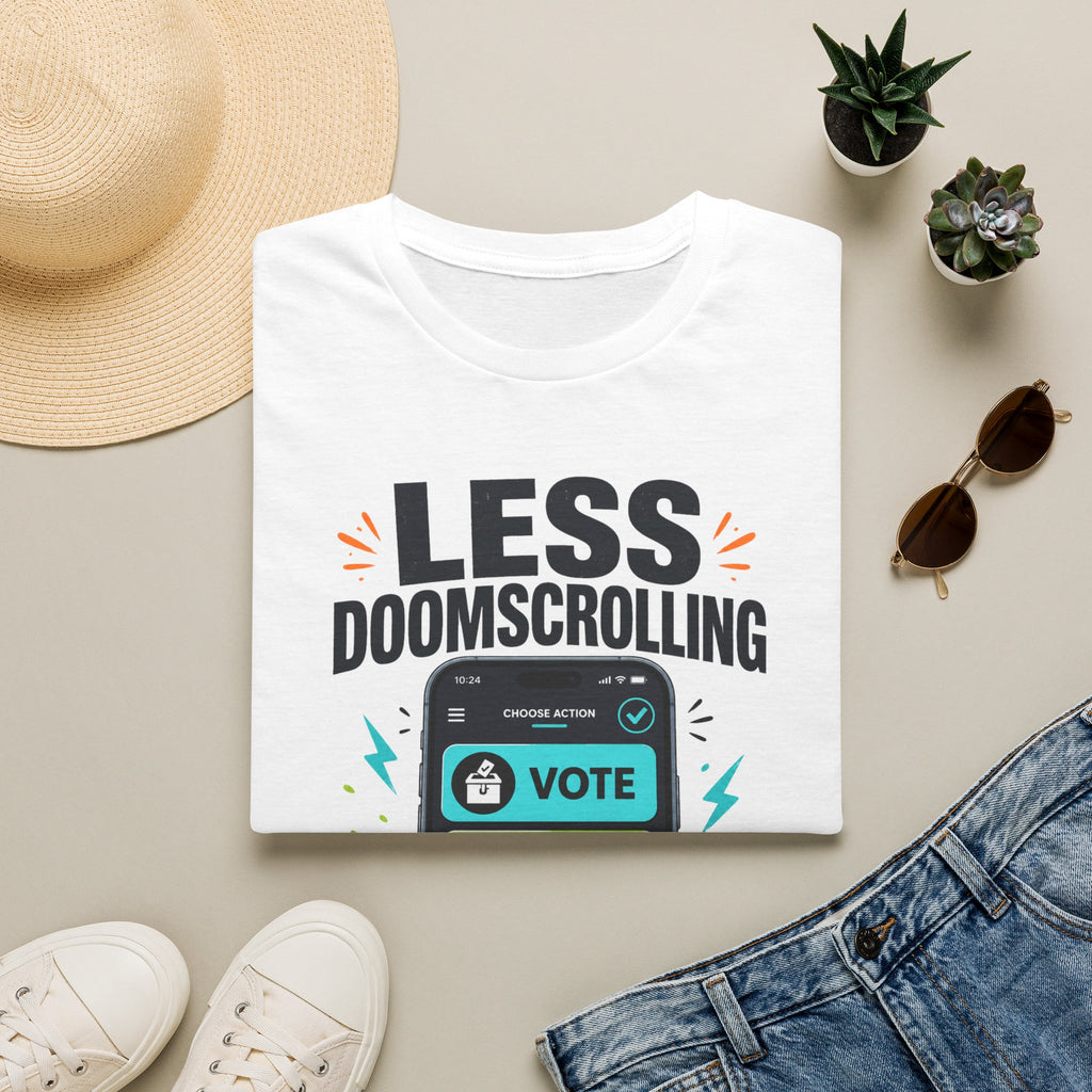 "Less Doomscrolling, More Doing" Motivational Graphic Tee