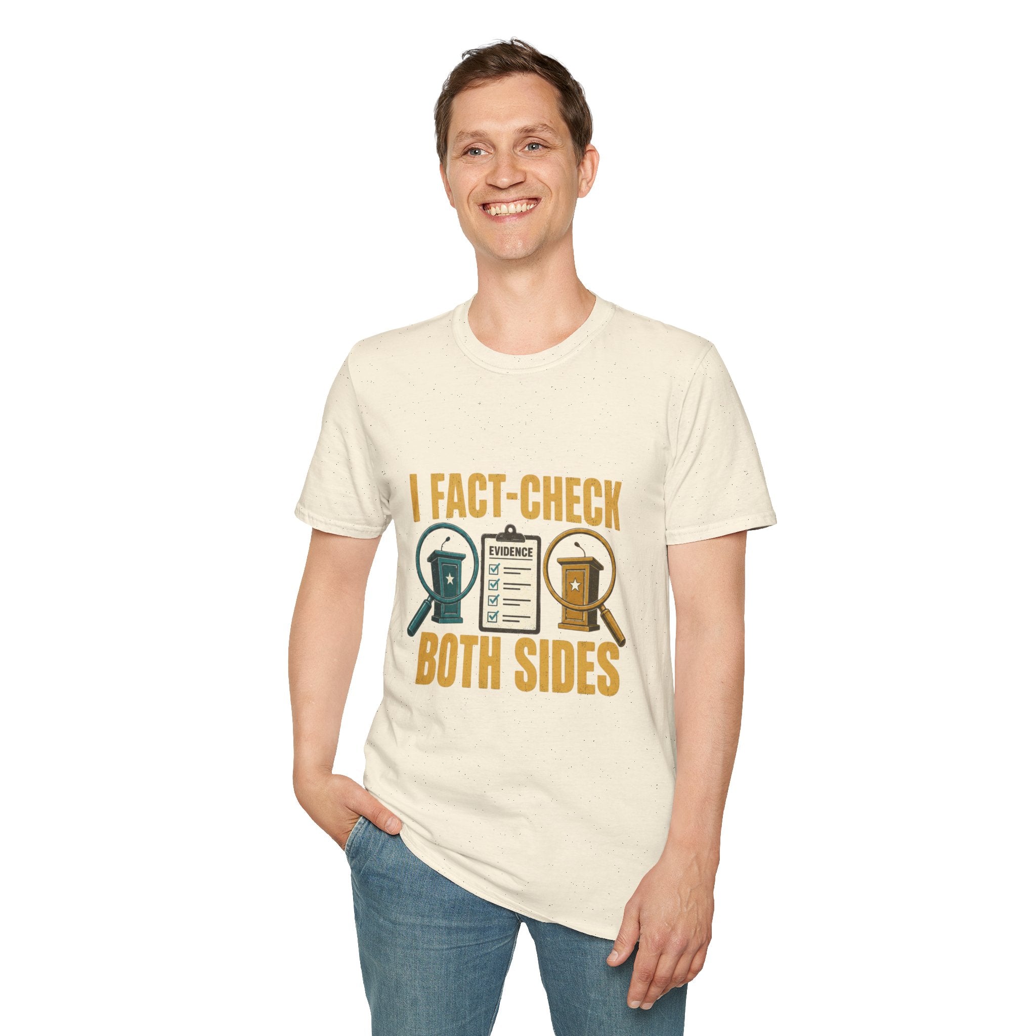 "I Fact-Check Both Sides" Graphic Tee (Humorous Political Skepticism)