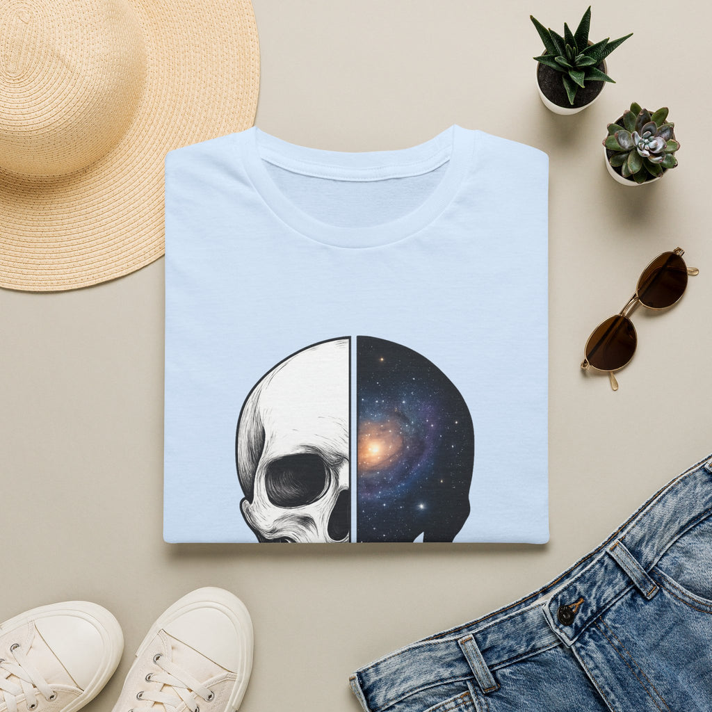 Skull & Galaxy T-Shirt — "Reason in a Silent Universe" Graphic Tee