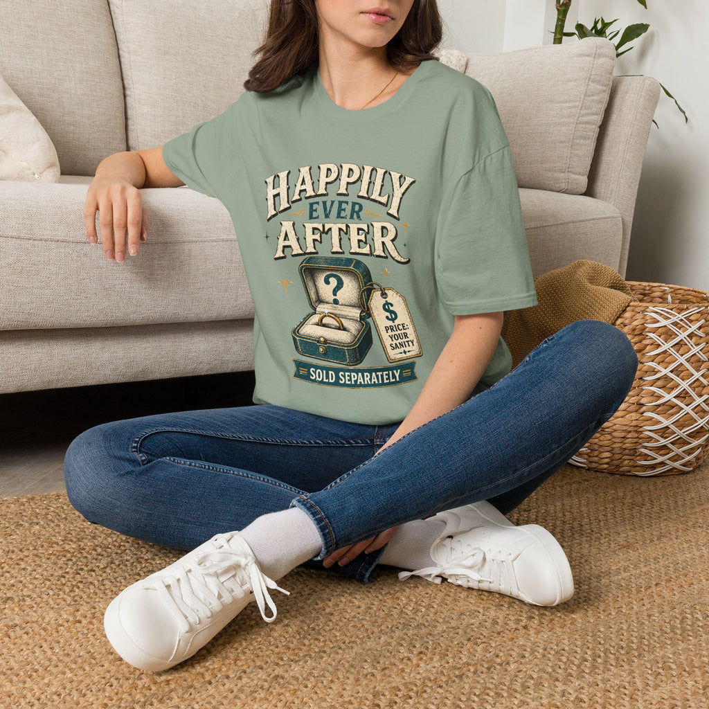Happily Ever After T-Shirt — Funny Engagement/Marriage Proposal Tee (Ring Box, “Sold Separately” Design)