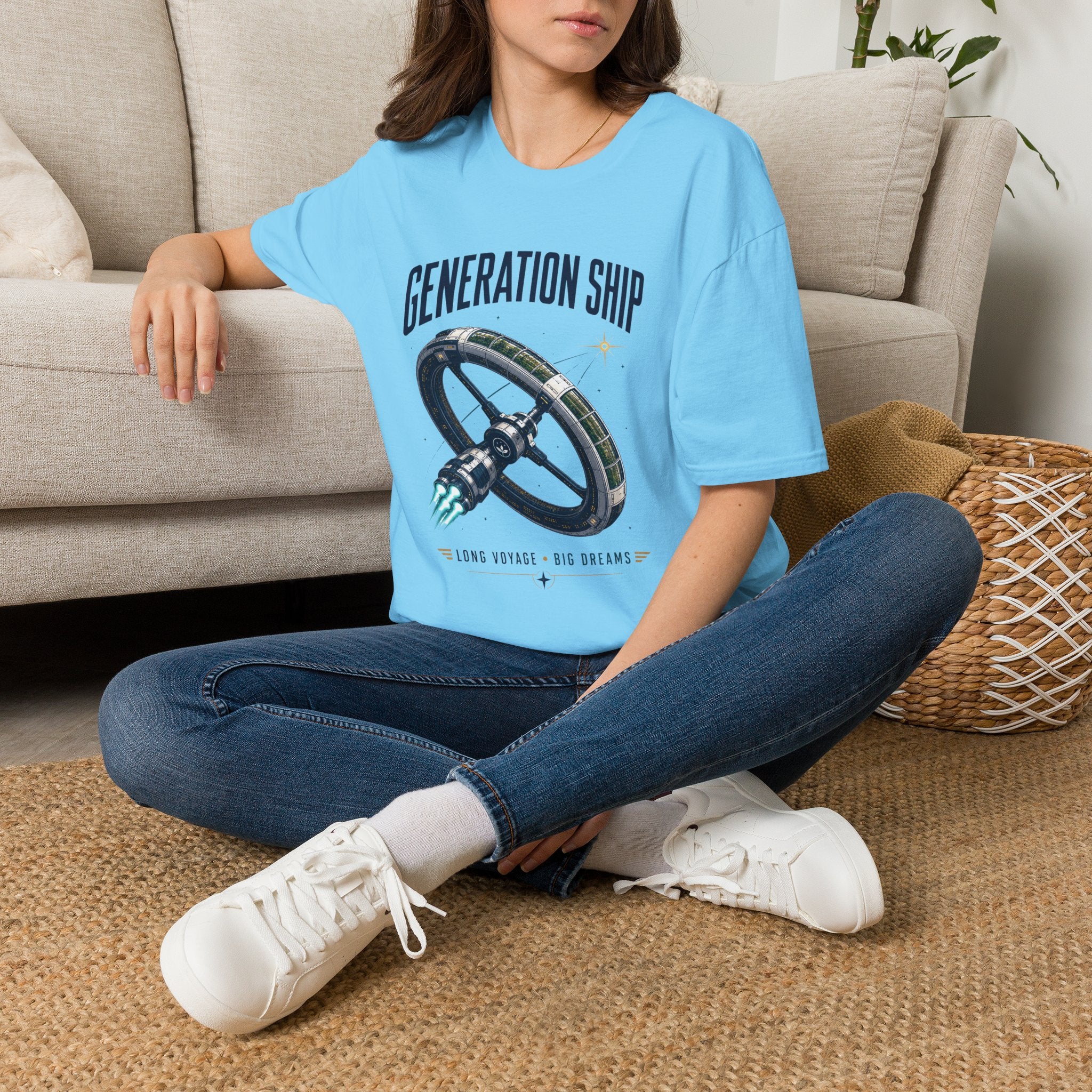Generation Ship T-Shirt — Retro Space Wheel Sci‑Fi Tee