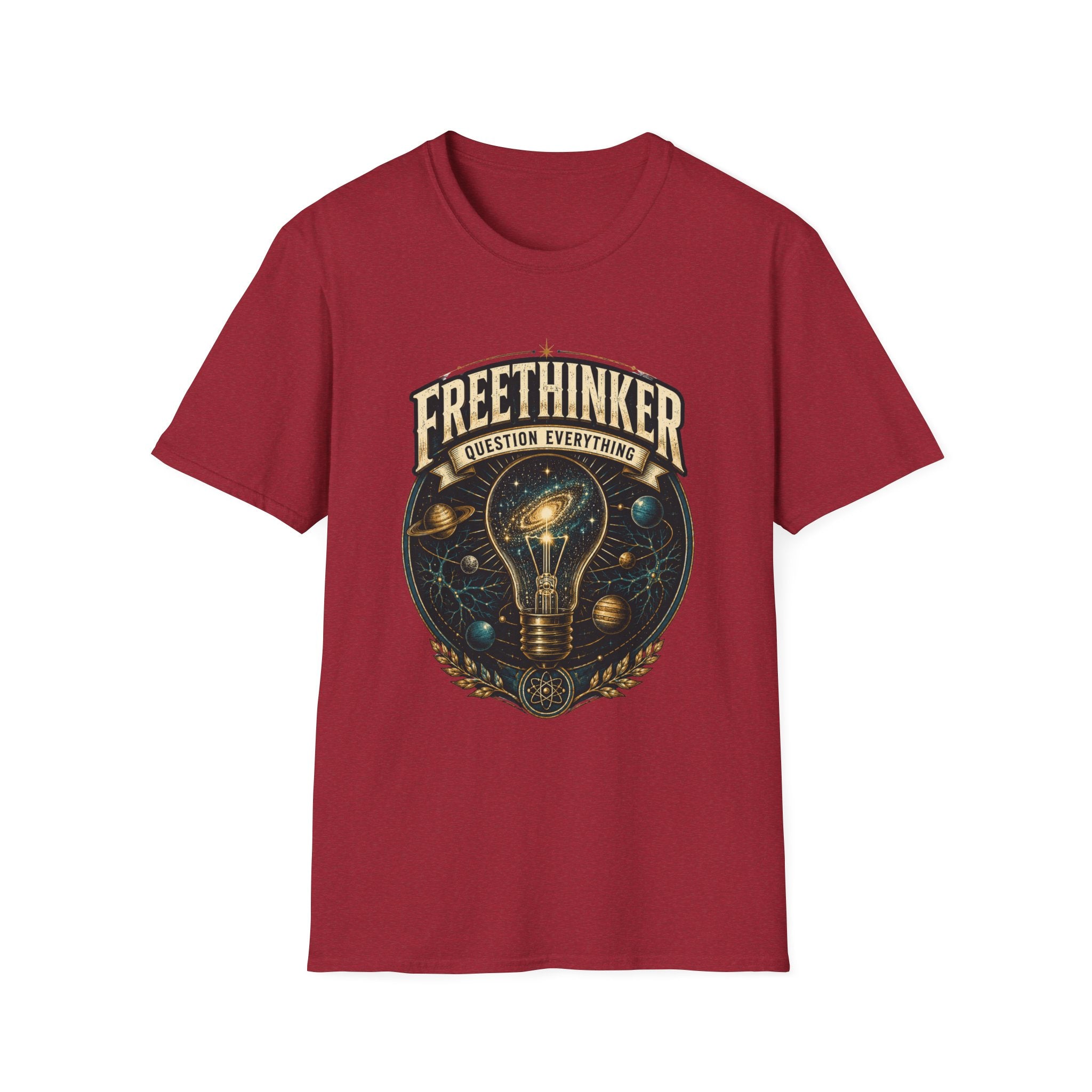 Freethinker Graphic T-Shirt — "Question Everything" Lightbulb Design