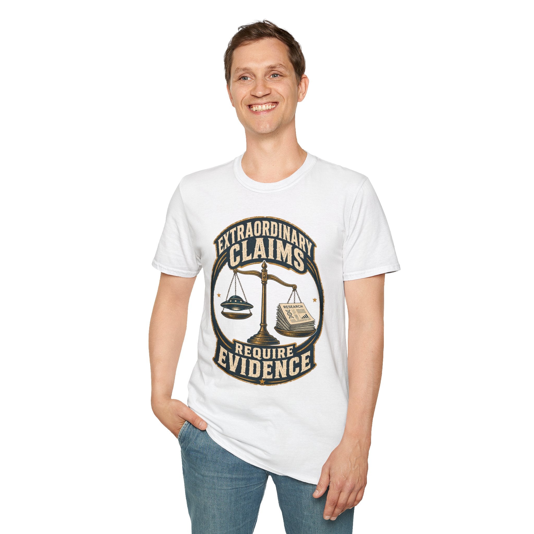 T-Shirt — "Extraordinary Claims Require Evidence" Vintage Science Skeptic Tee