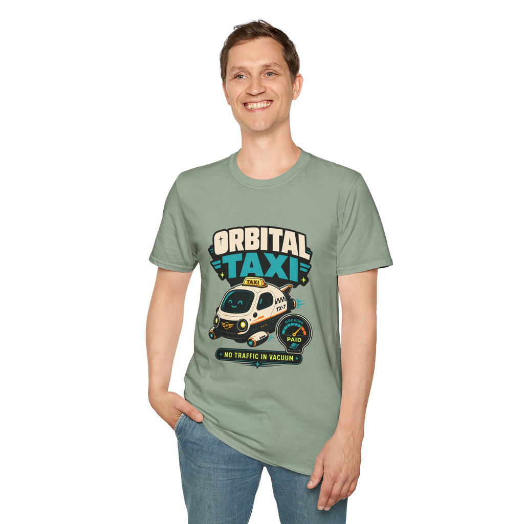 Orbital Taxi T‑Shirt – Retro Space Shuttle Cab Graphic Tee