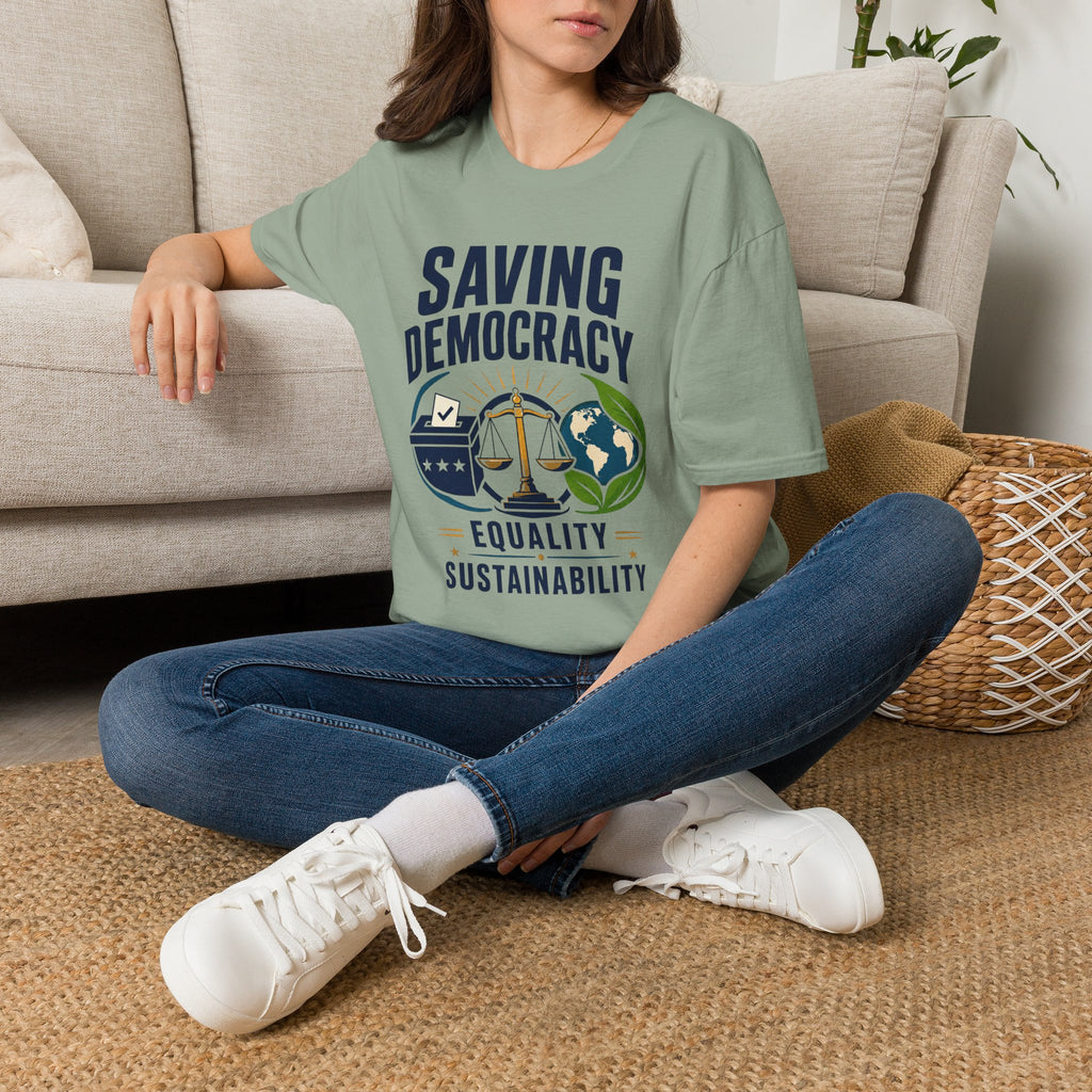 Saving Democracy T-Shirt — Equality & Sustainability Graphic Tee