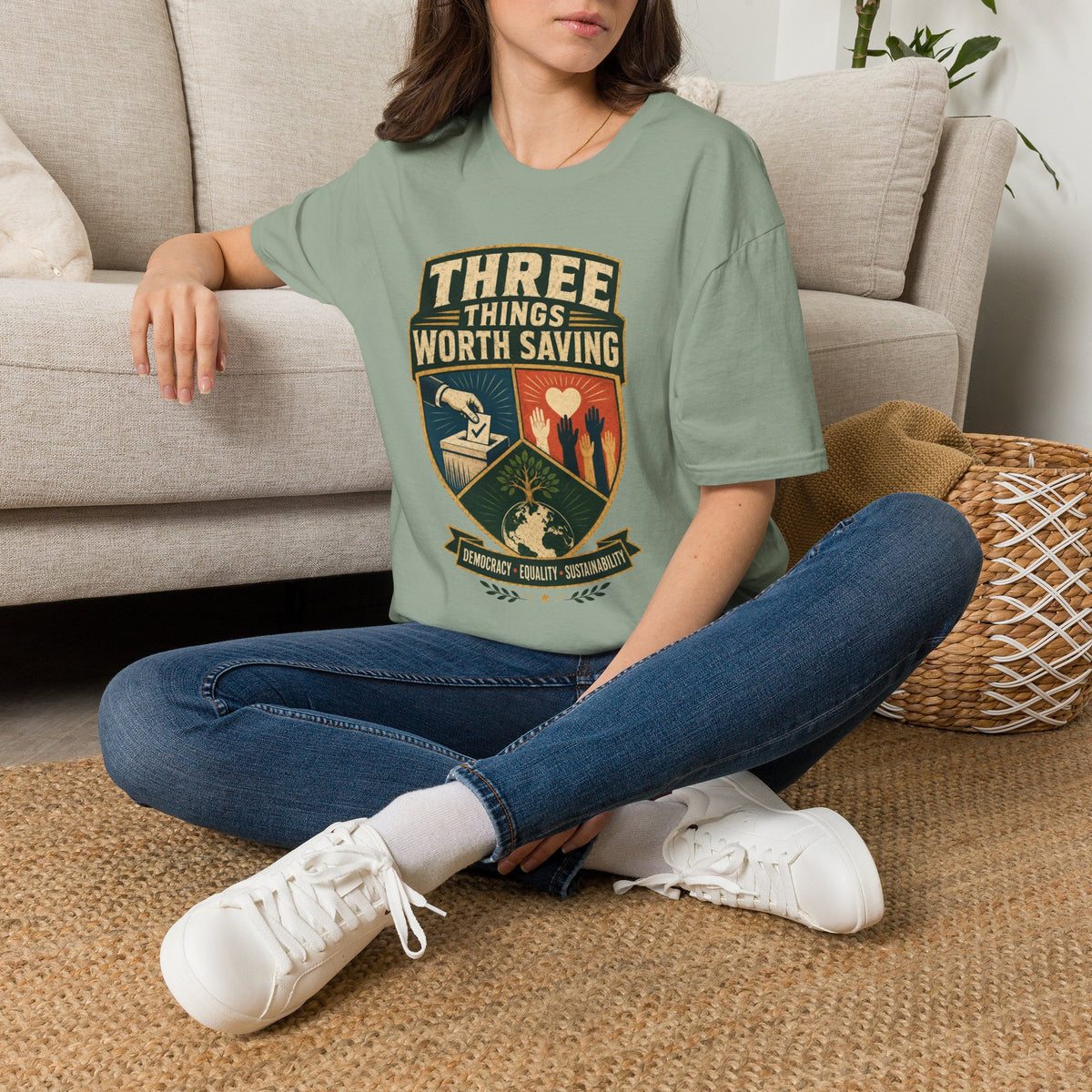 Three Things Worth Saving T‑Shirt — Vintage Rescue, Family & Values Graphic Tee