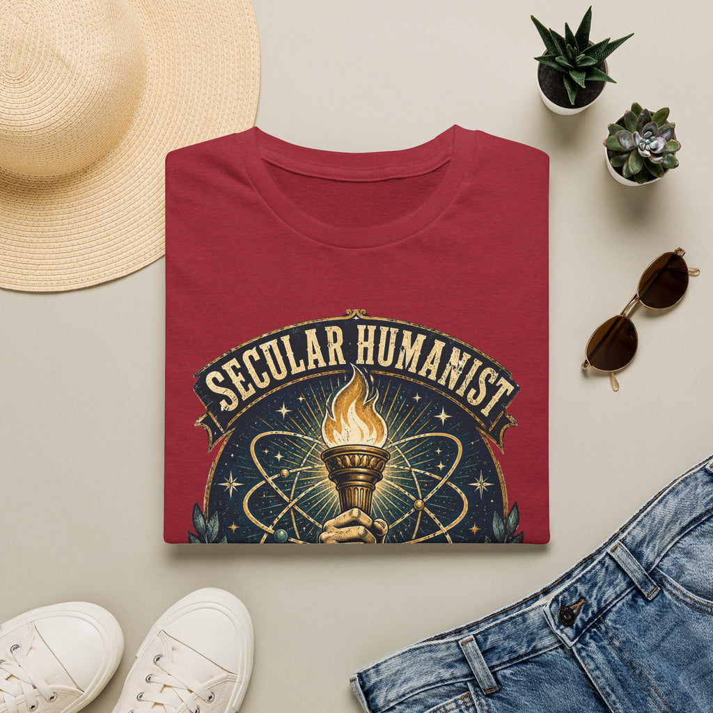 Secular Humanist T-Shirt — "Good Without God" Torch Graphic