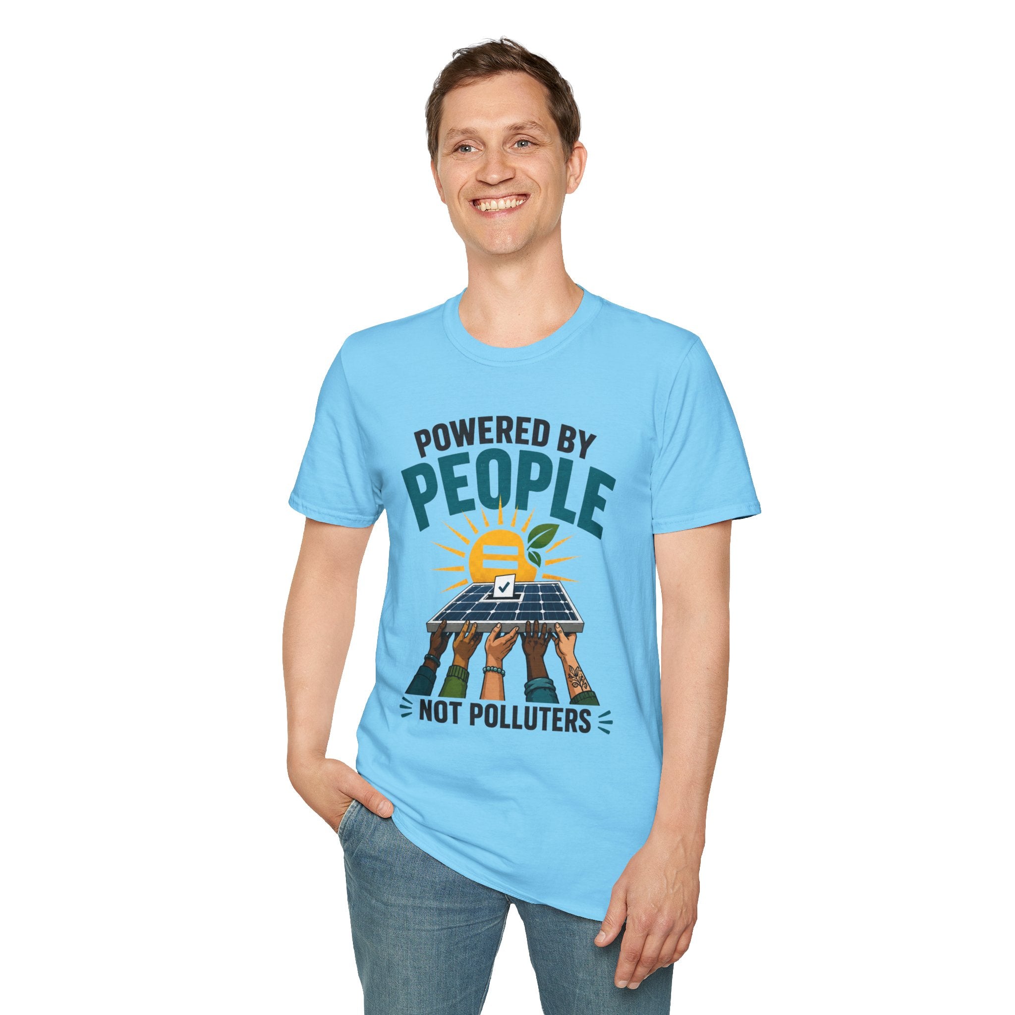 Powered By People Tee — Renewable Energy & Environmental Justice T-Shirt (Not Polluters)