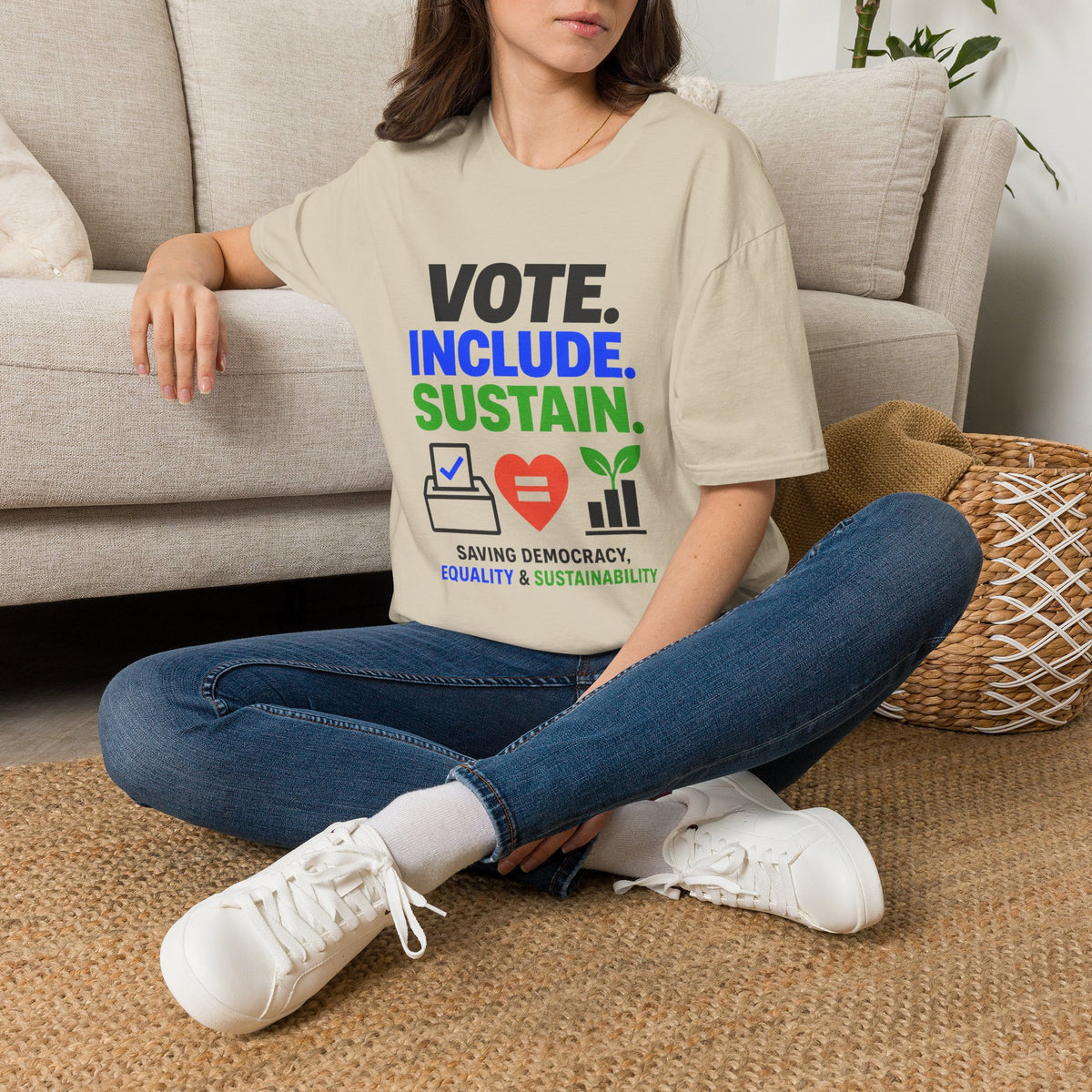Vote. Include. Sustain. T-Shirt — Voter Rights, Inclusion & Sustainability Tee