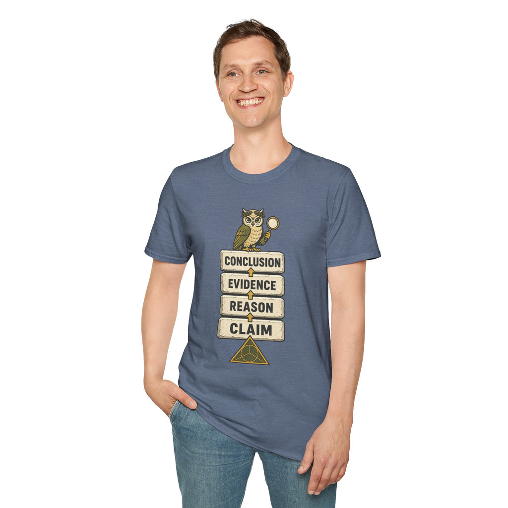 Evidence to Conclusion Graphic T-Shirt — Owl with Magnifying Glass Design