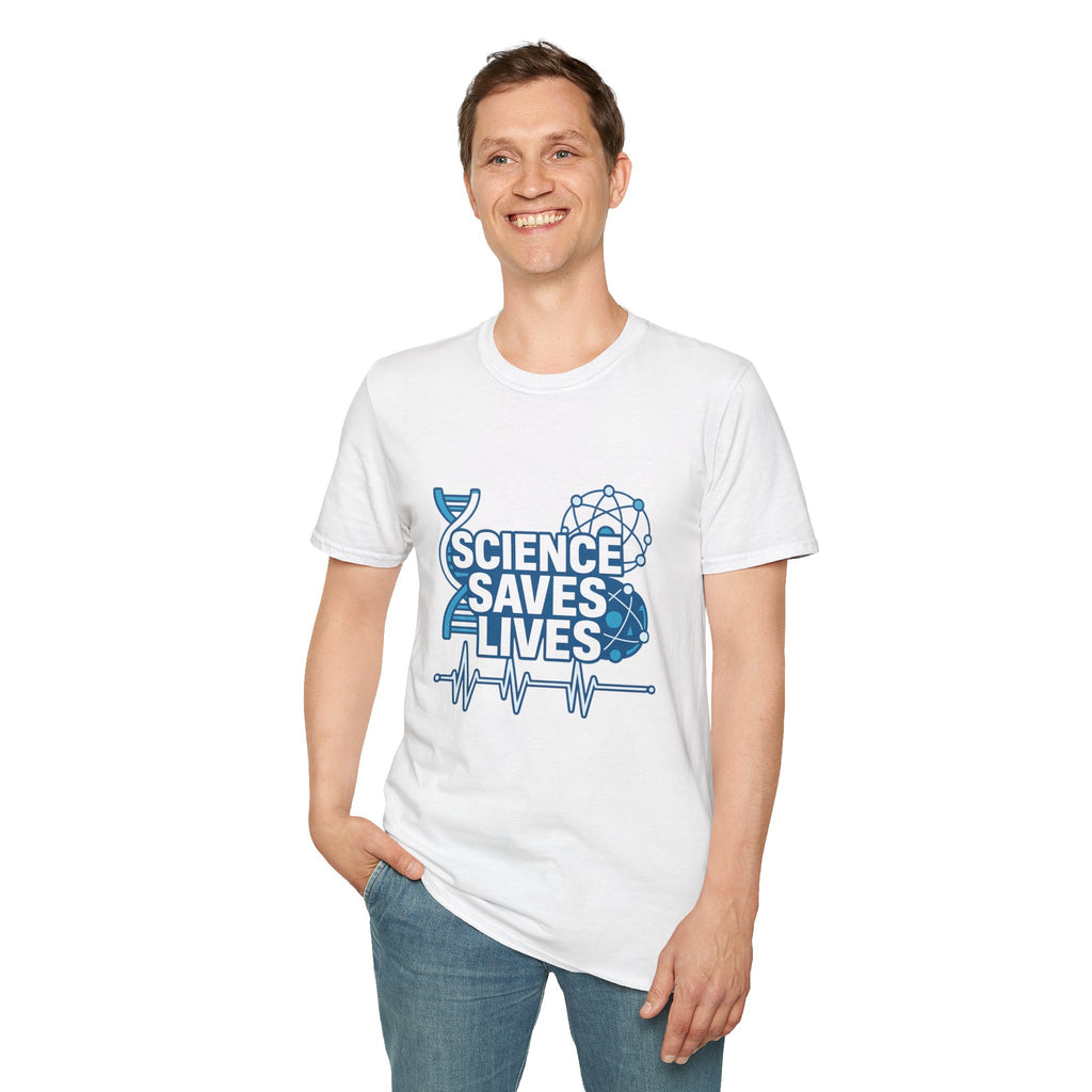 Science Saves Lives T-Shirt — STEM DNA & Heartbeat Graphic Tee