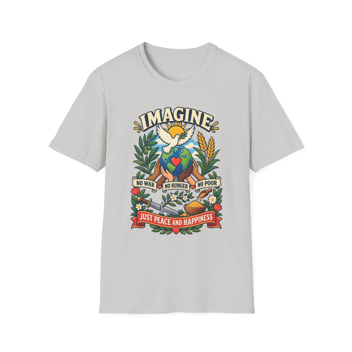Imagine Peace T-Shirt — Dove, Earth & Plants Graphic Tee