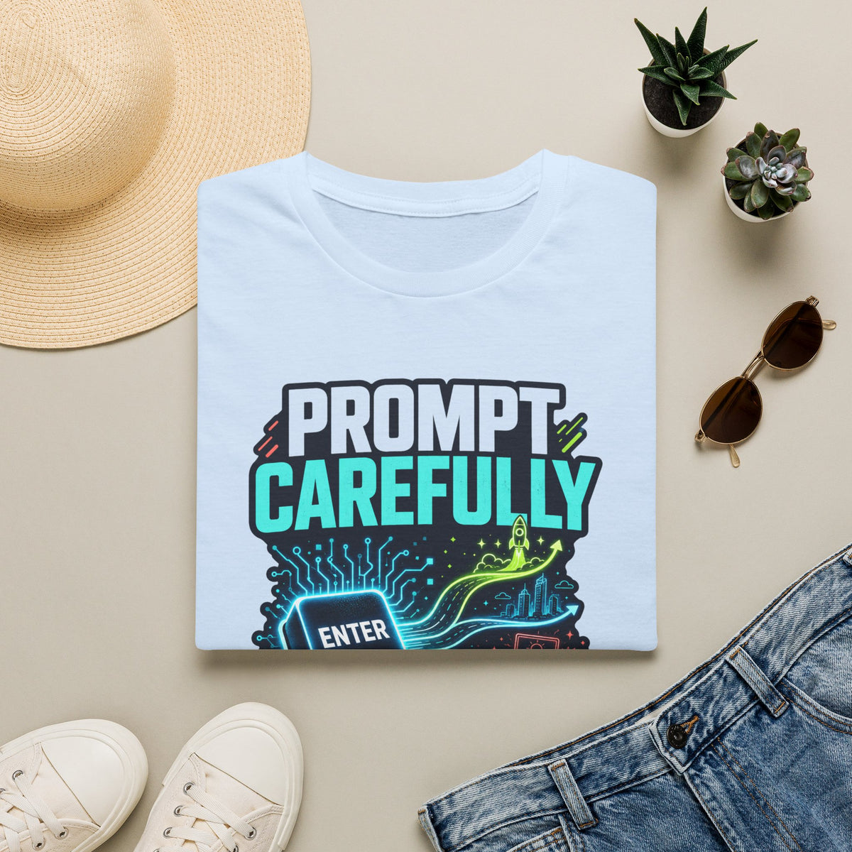 Prompt Carefully T-Shirt — "Prompt Carefully" AI Humor Tee