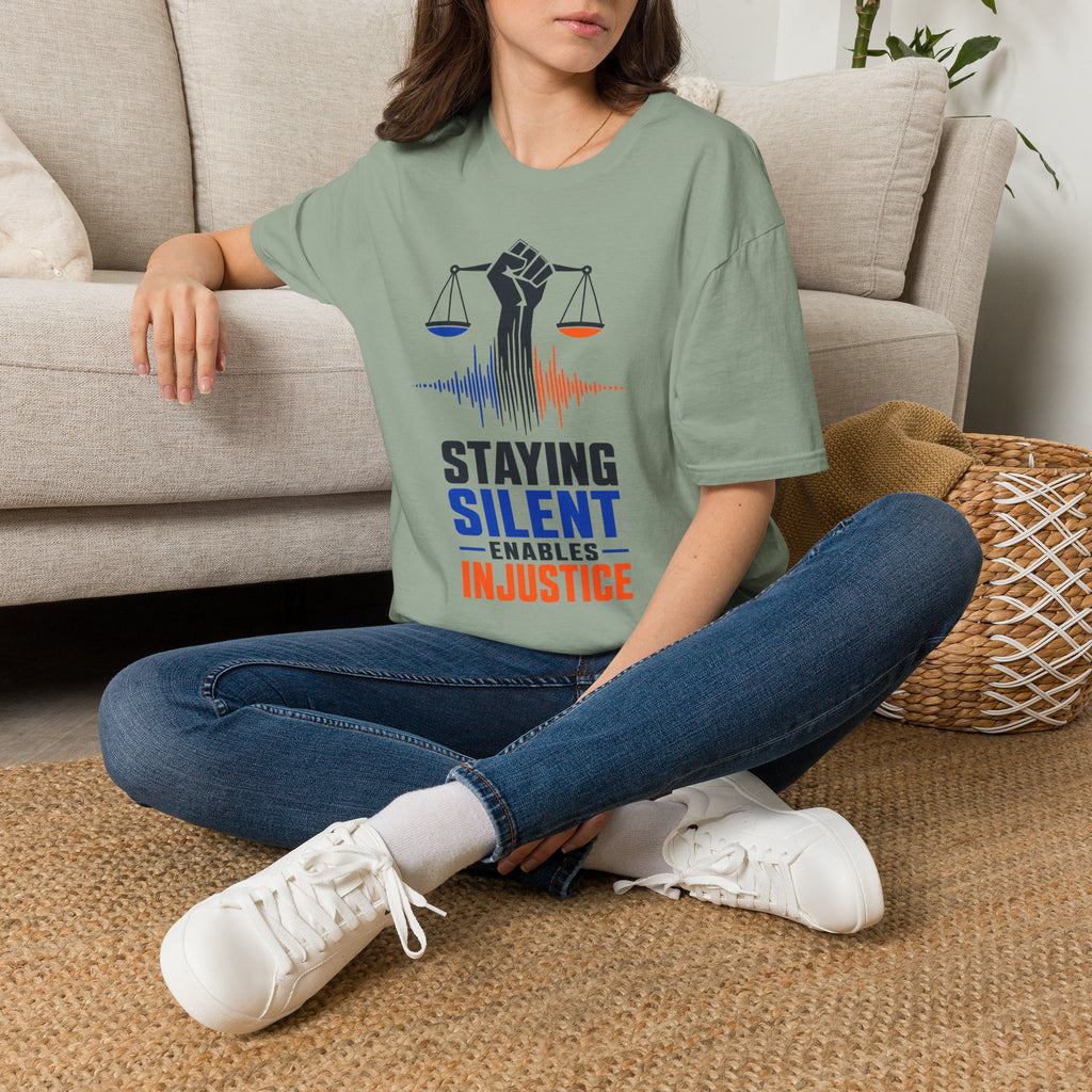 "Staying Silent Enables Injustice" Justice Fist Graphic Tee