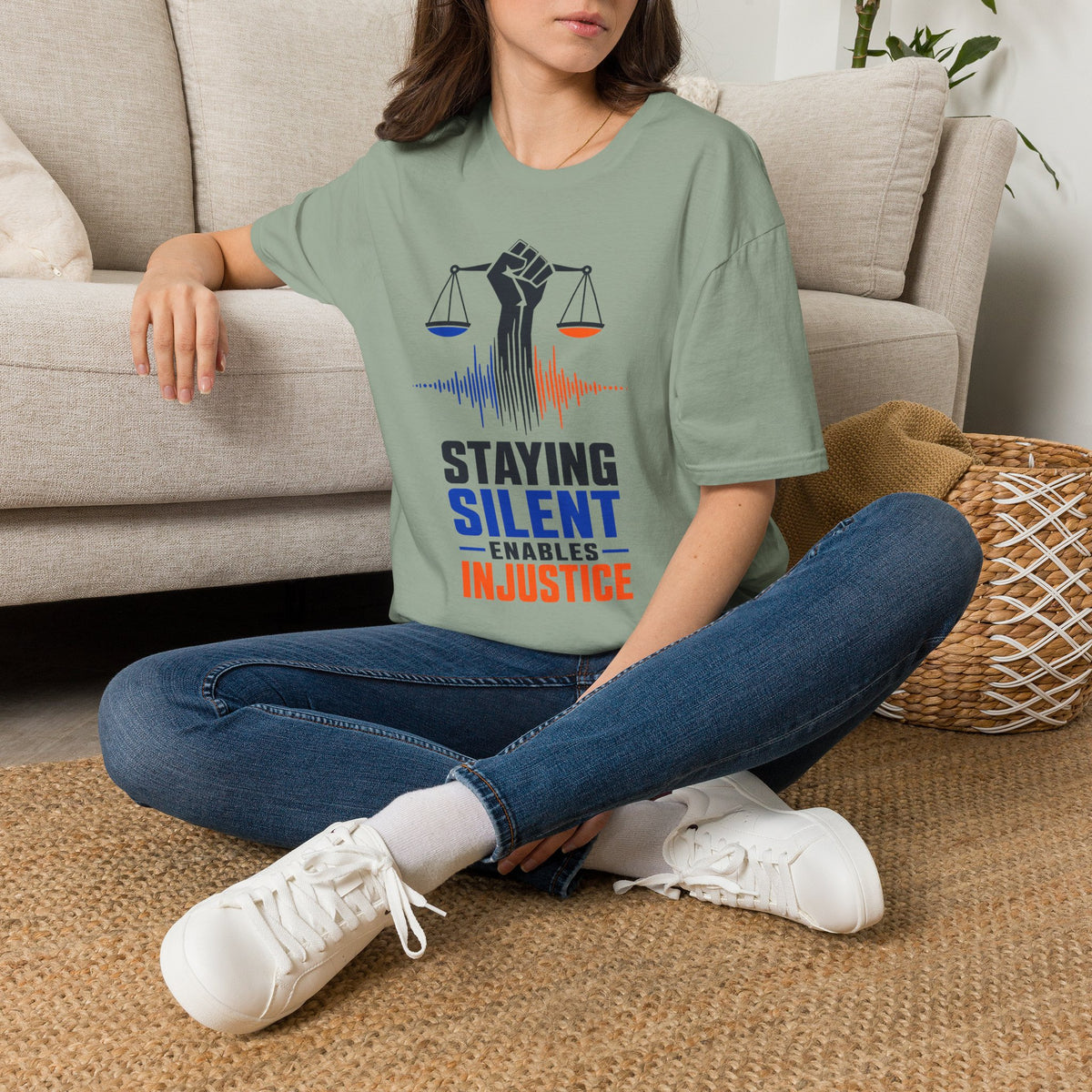 "Staying Silent Enables Injustice" Justice Fist Graphic Tee