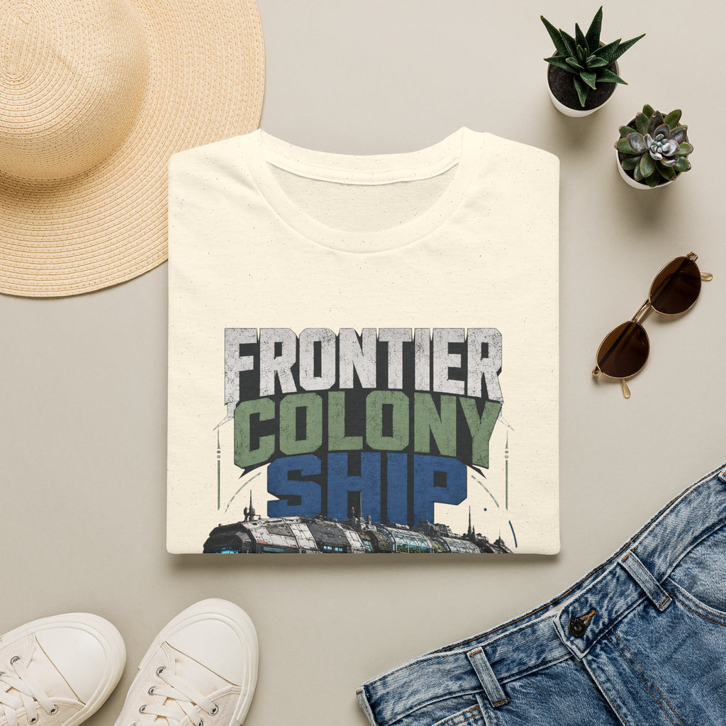 Frontier Colony Ship T-Shirt — Retro Sci‑Fi Space Colony Tee