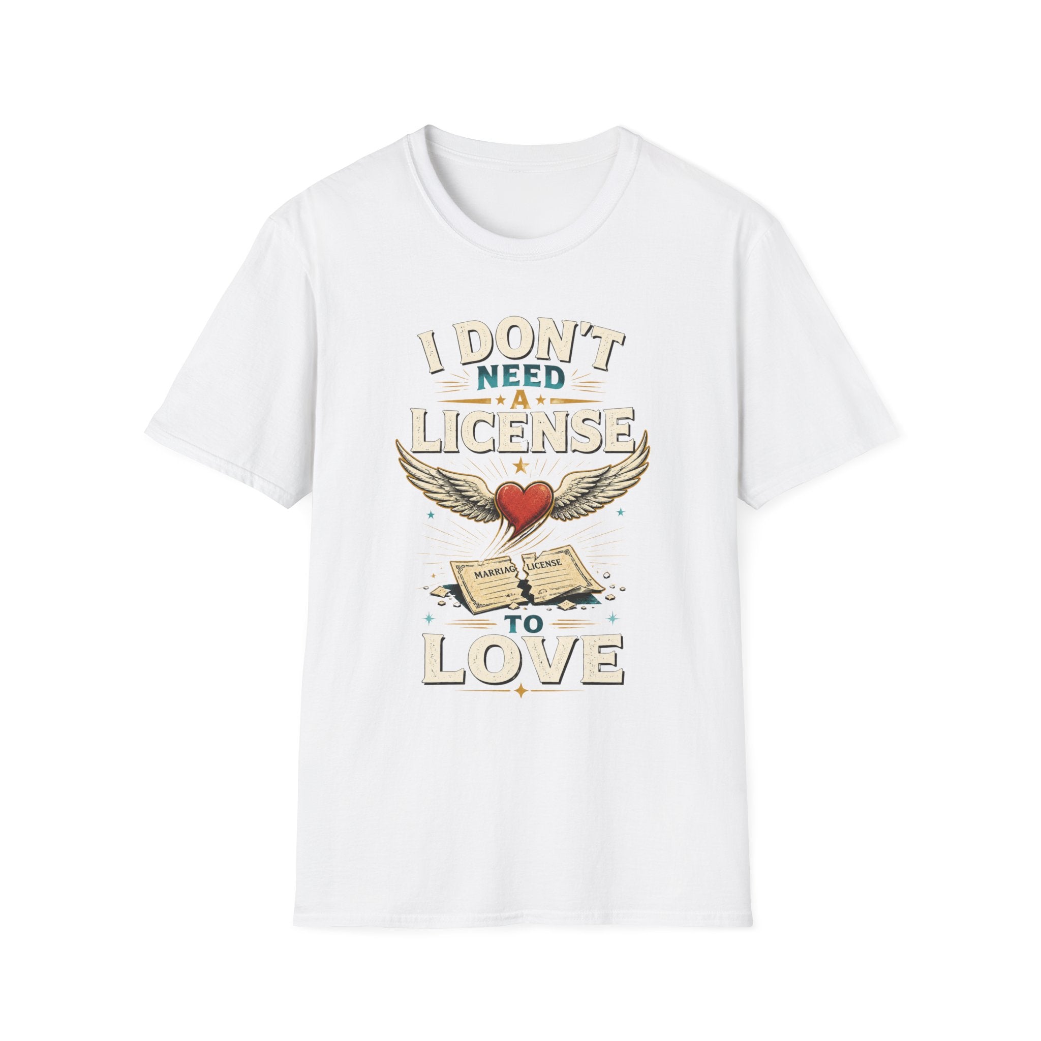 I Don't Need a License to Love T-Shirt — Vintage Winged Heart Graphic Tee