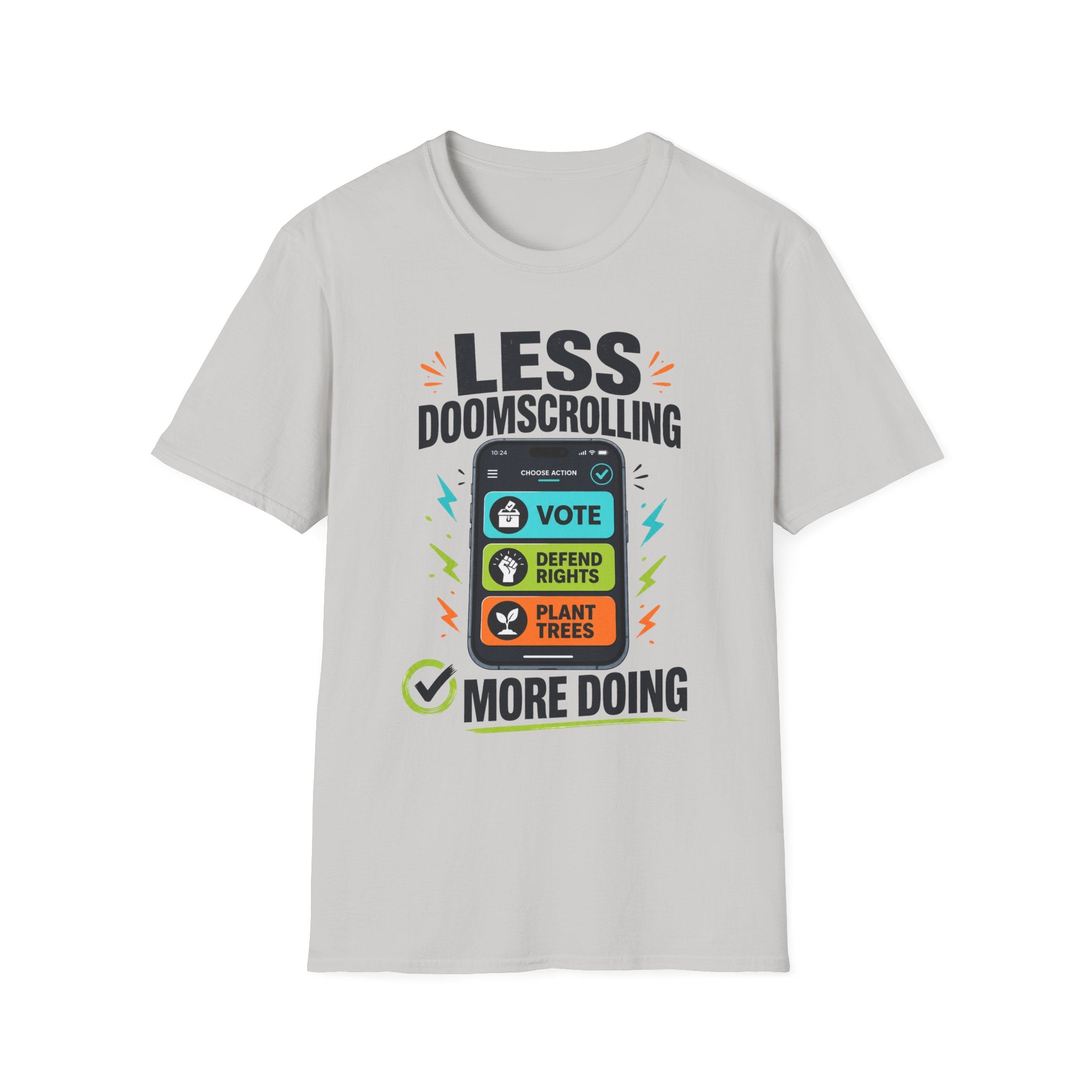 "Less Doomscrolling, More Doing" Motivational Graphic Tee