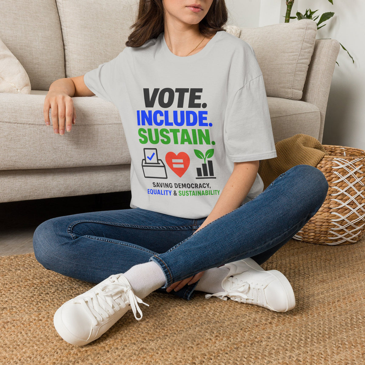 Vote. Include. Sustain. T-Shirt — Voter Rights, Inclusion & Sustainability Tee