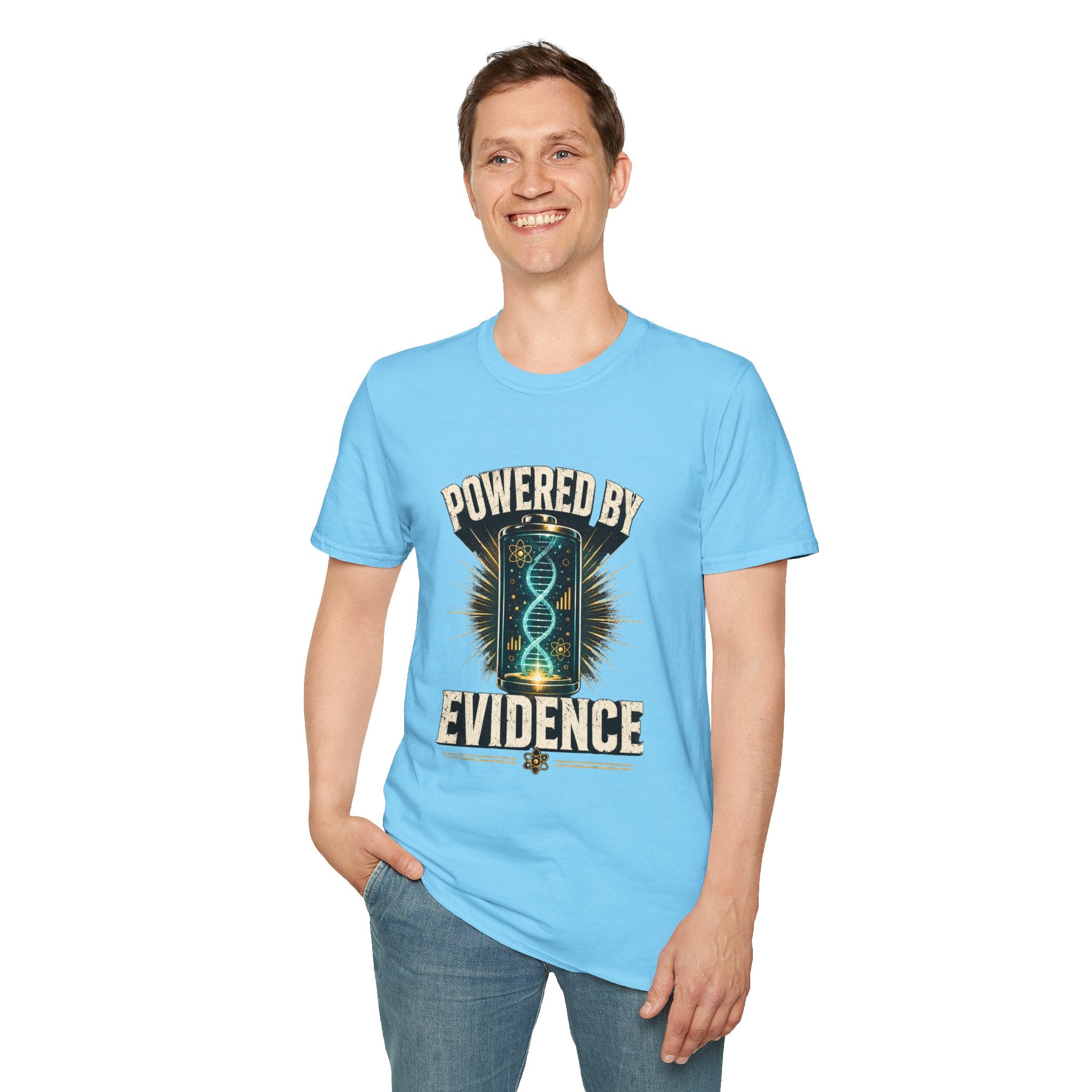 Powered By Evidence T-Shirt — Science DNA Retro Graphic Tee