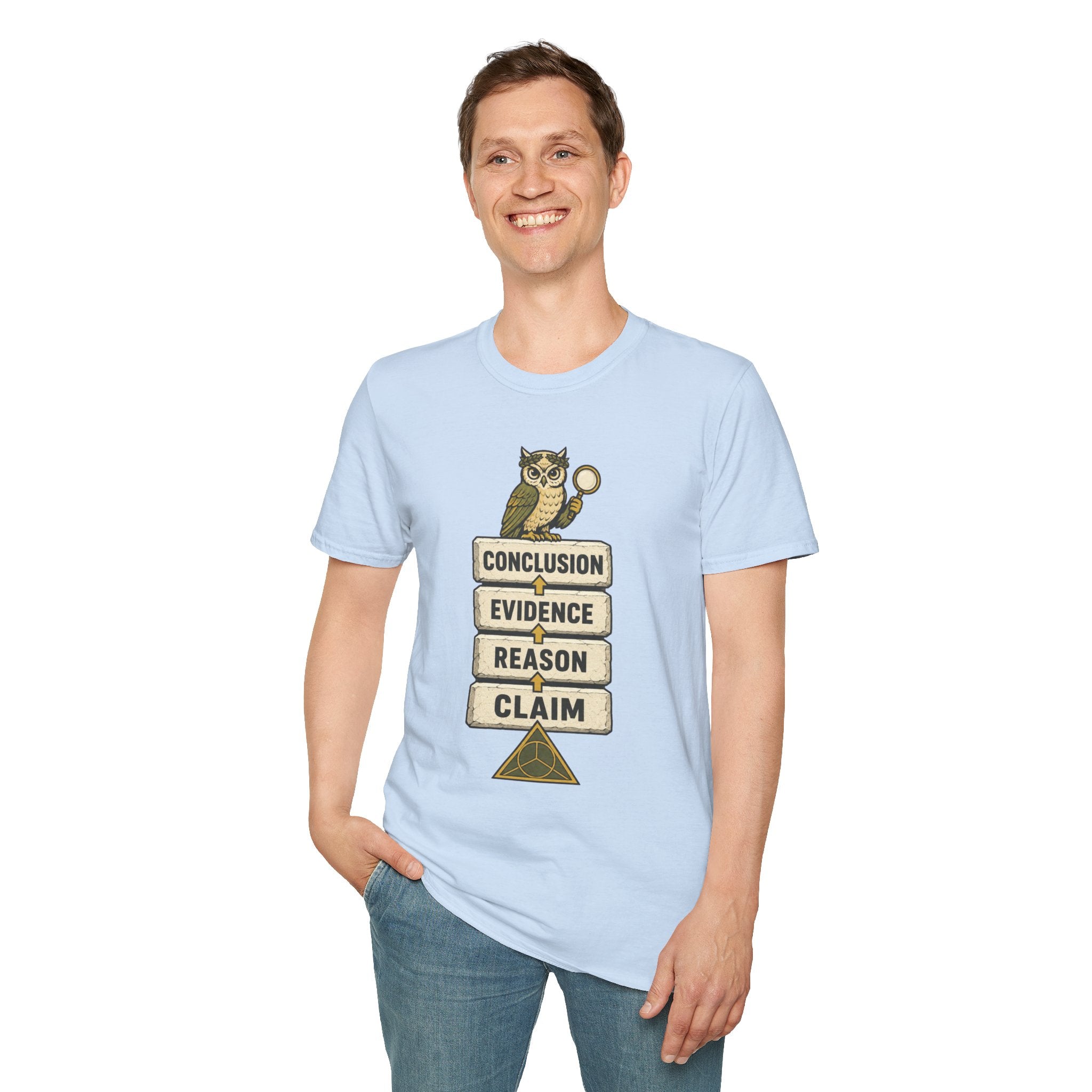 Evidence to Conclusion Graphic T-Shirt — Owl with Magnifying Glass Design