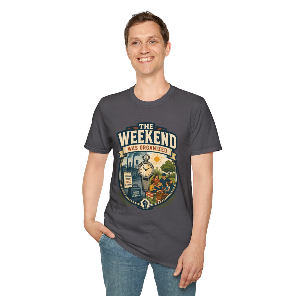 T-Shirt — "The Weekend Was Organized" Graphic Tee (Relaxed Retro Travel Vibe)