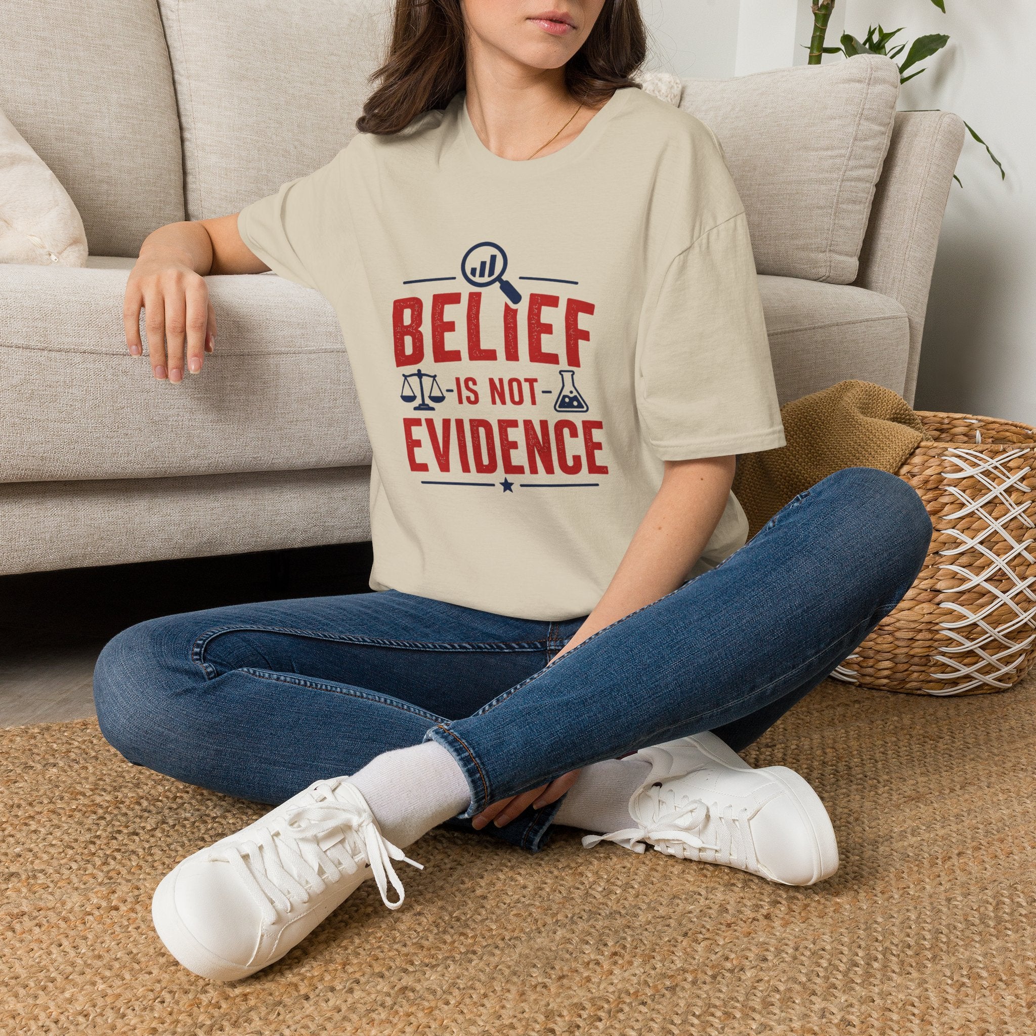 Belief Is Not Evidence T-Shirt — Skeptic Science Justice Graphic Tee