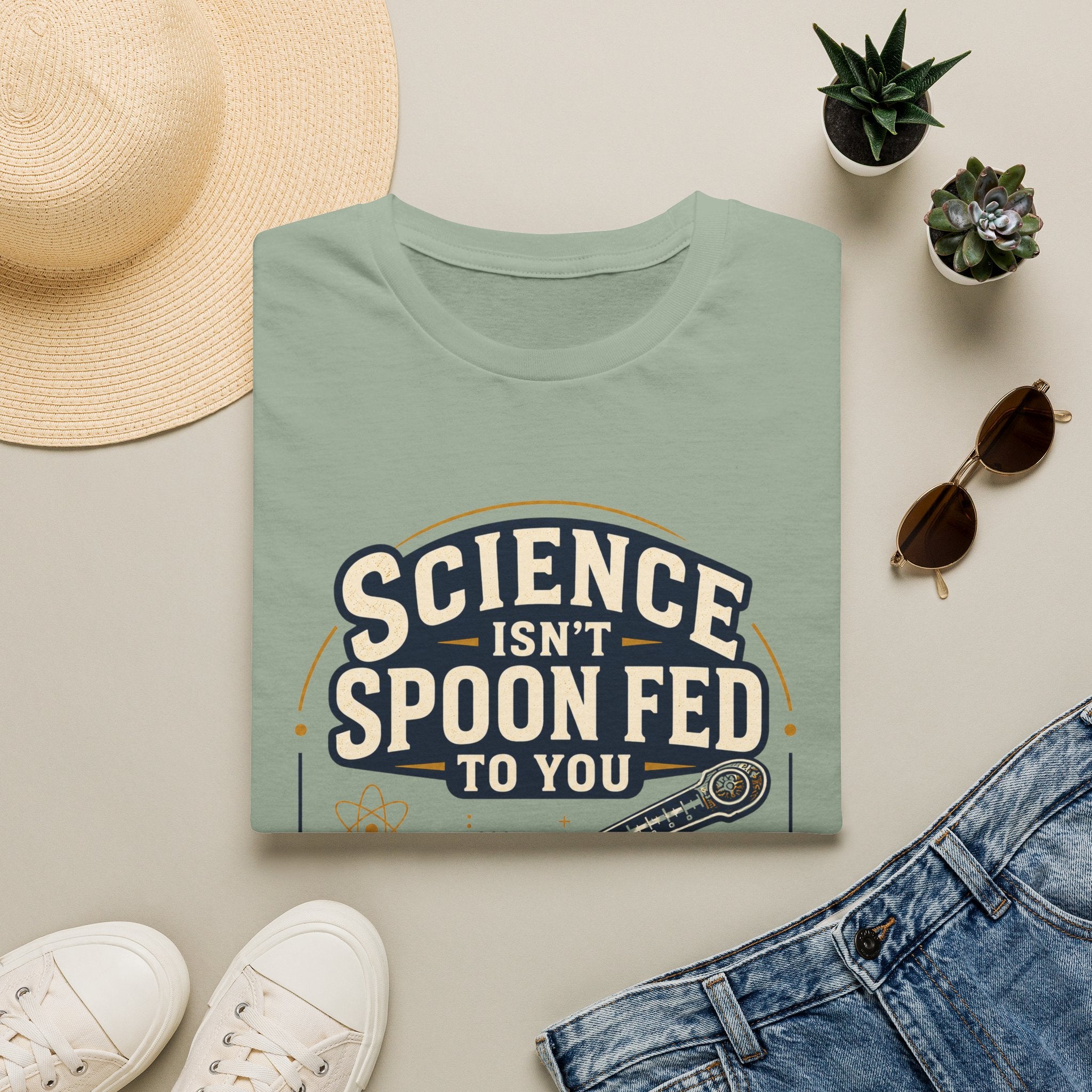 Science Isn't Spoon Fed T‑Shirt — Funny Science Quote Tee for Students & Teachers