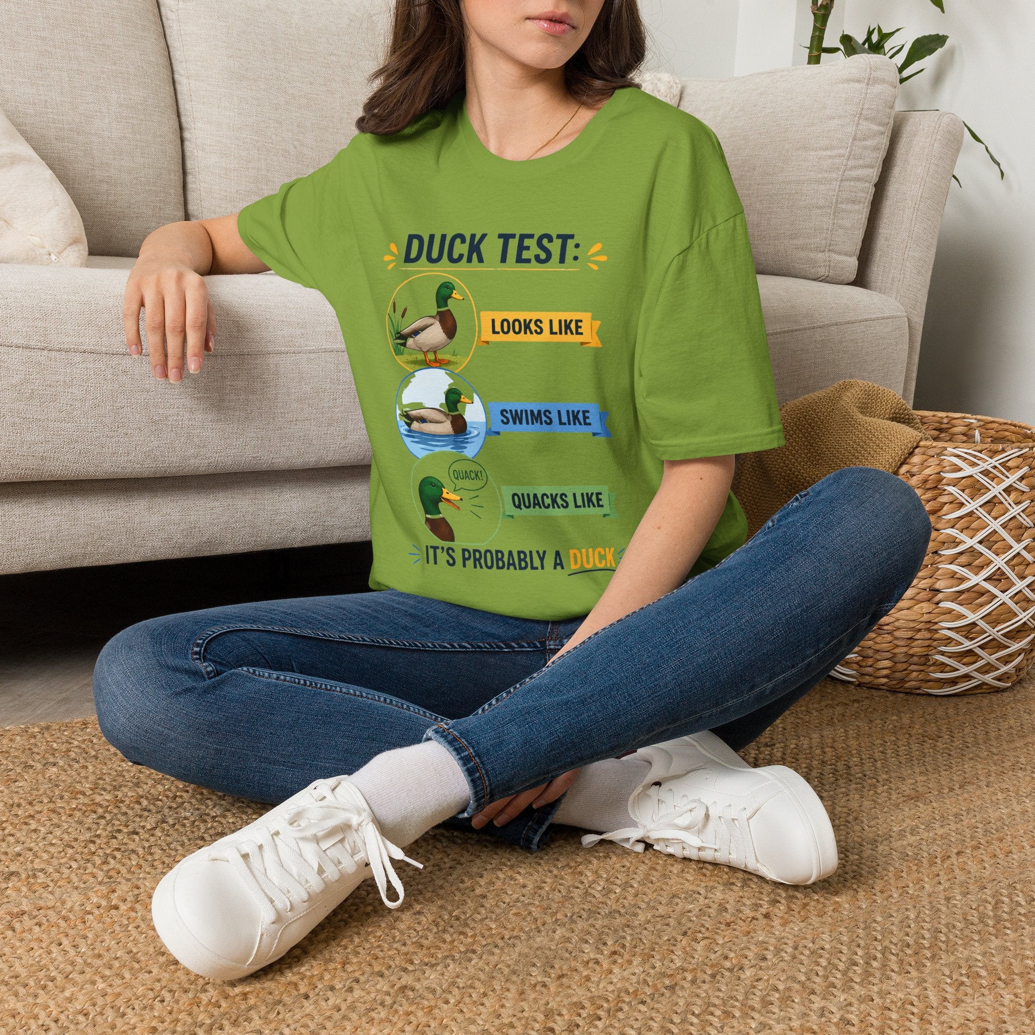 Duck Test T-Shirt — Funny “Looks Like, Swims Like, Quacks Like” Graphic Tee for Duck Lovers