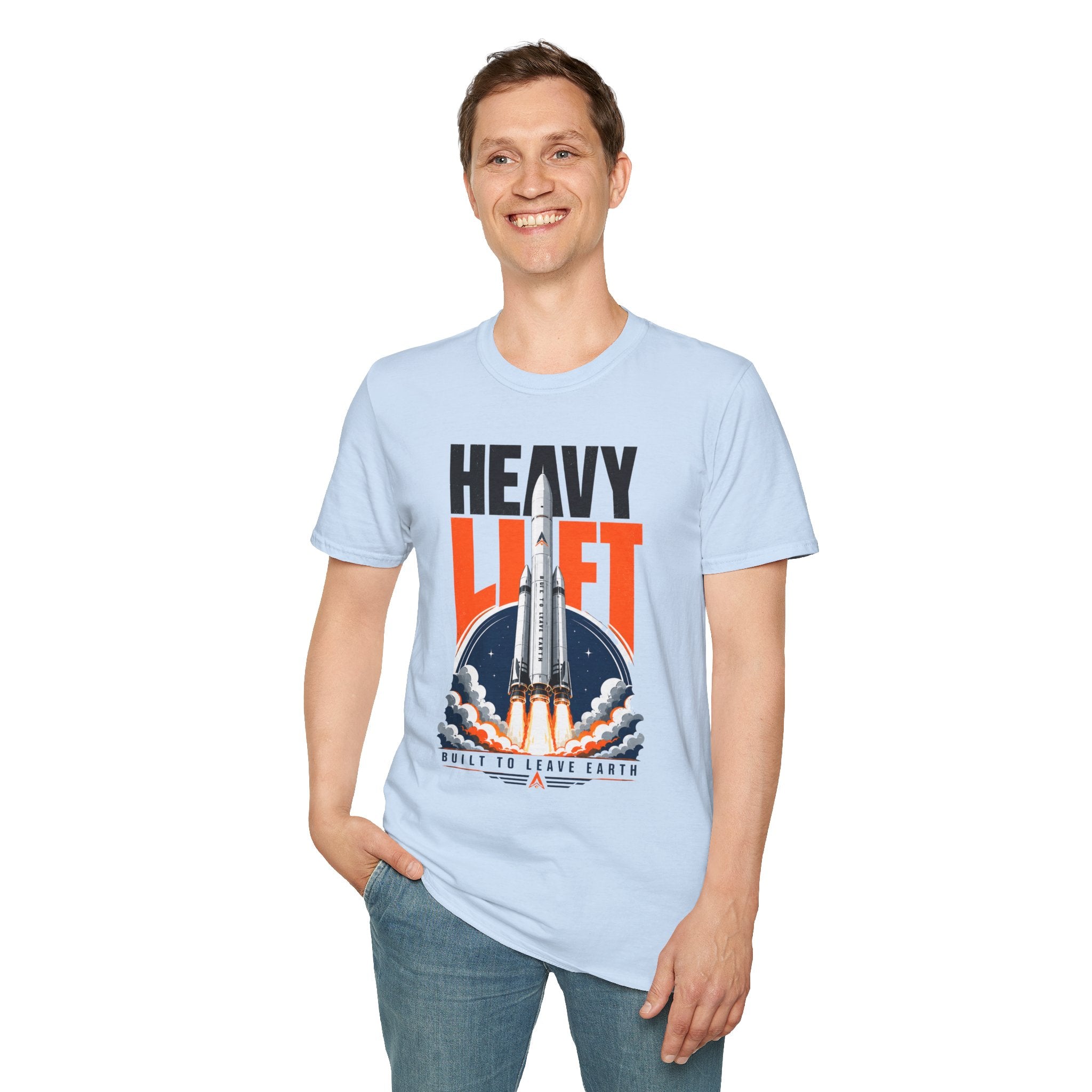 Heavy Lift Rocket T-Shirt — Retro Space Launch Graphic Tee