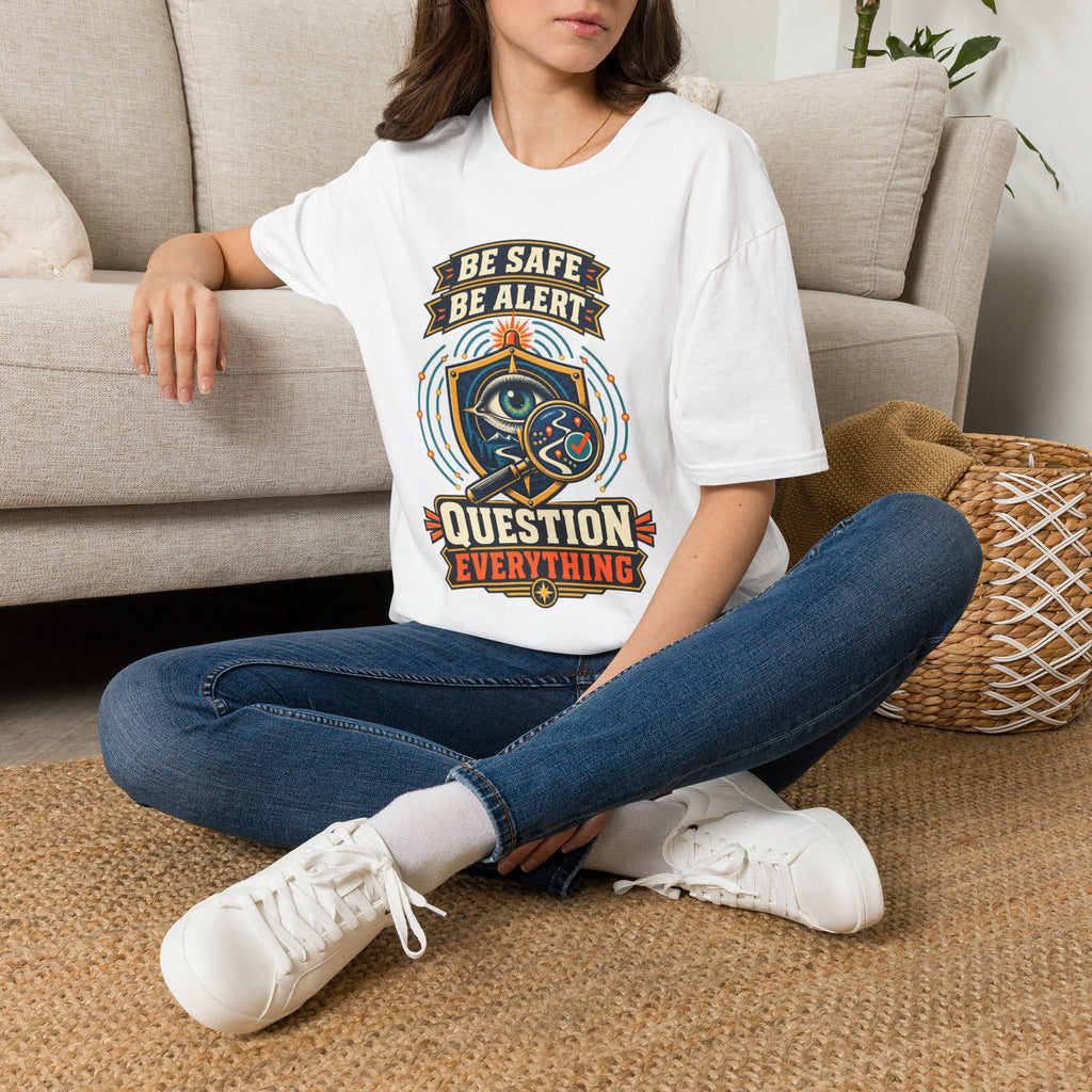 Be Safe Be Alert "Question Everything" T-Shirt — Conspiracy Eye Graphic Tee
