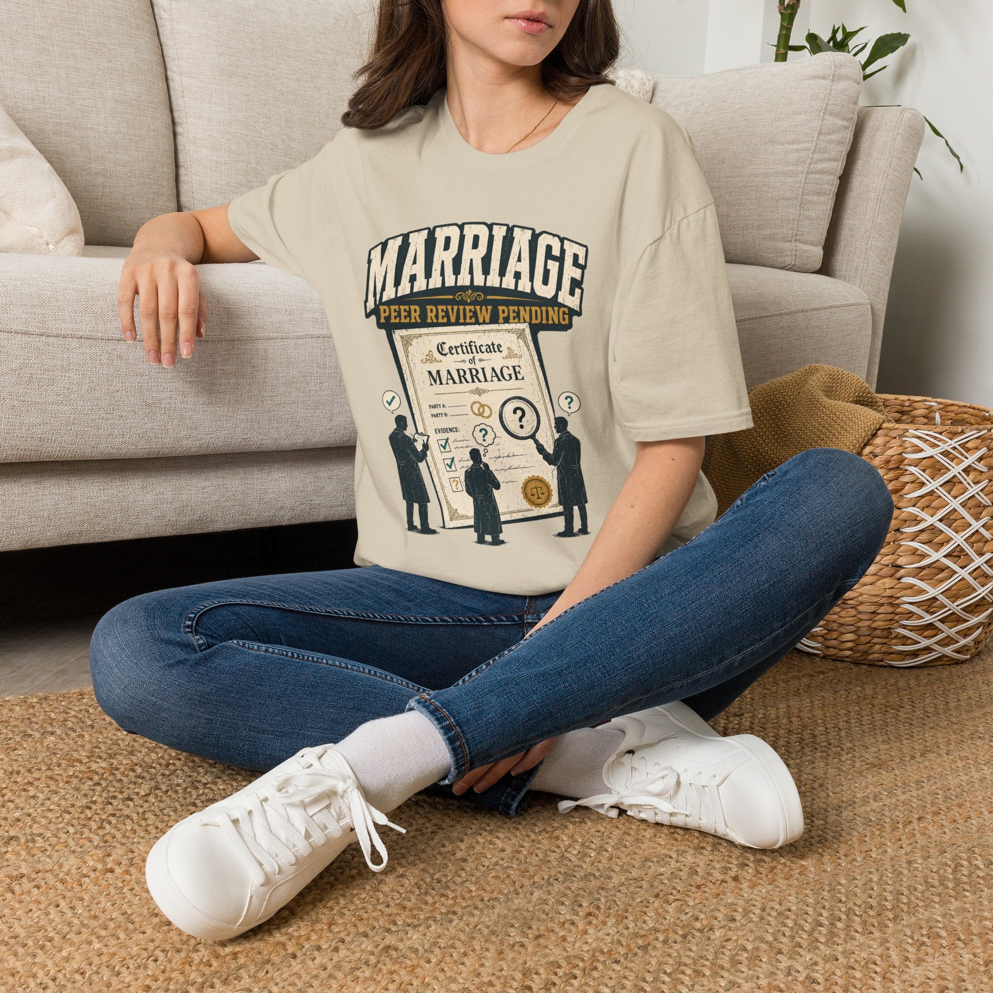Marriage 'Peer Review Pending' T‑Shirt – Funny Engagement/Bridal Shower Tee
