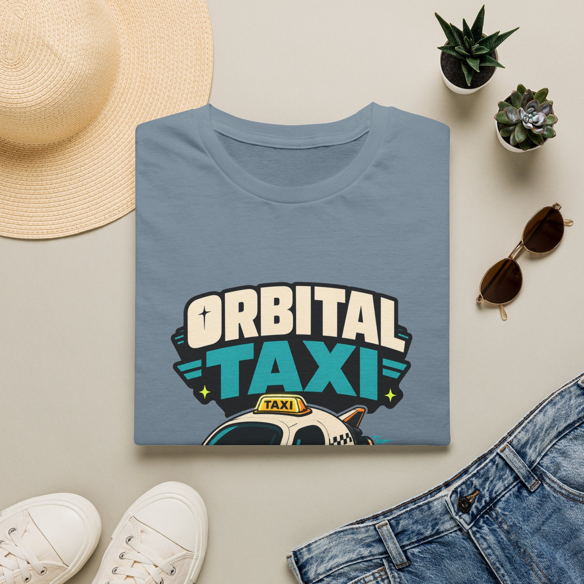 Orbital Taxi T‑Shirt – Retro Space Shuttle Cab Graphic Tee