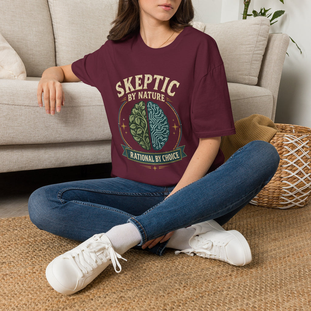 Skeptic by Nature T-Shirt — Brain Split Design ("Rational by Choice")
